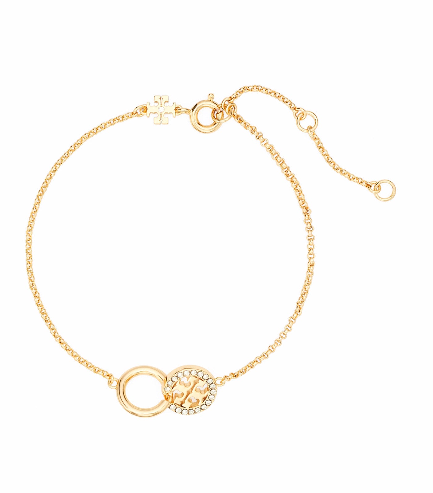 Tory Burch Icon Pavé Interlocking Chain Bracelet Tory Gold/Crystal