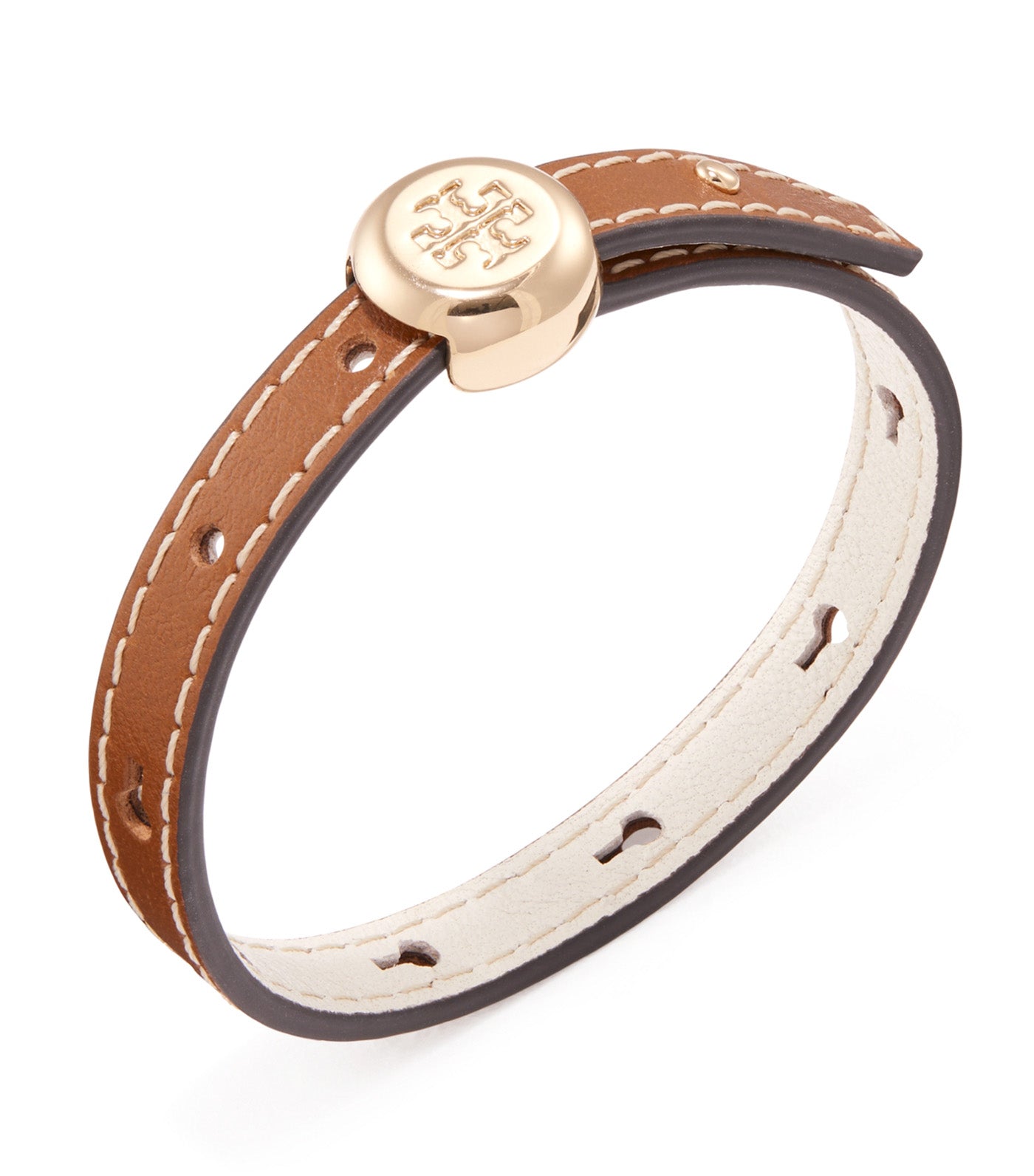 Icon Leather Bracelet Light Brass/Aged Tan