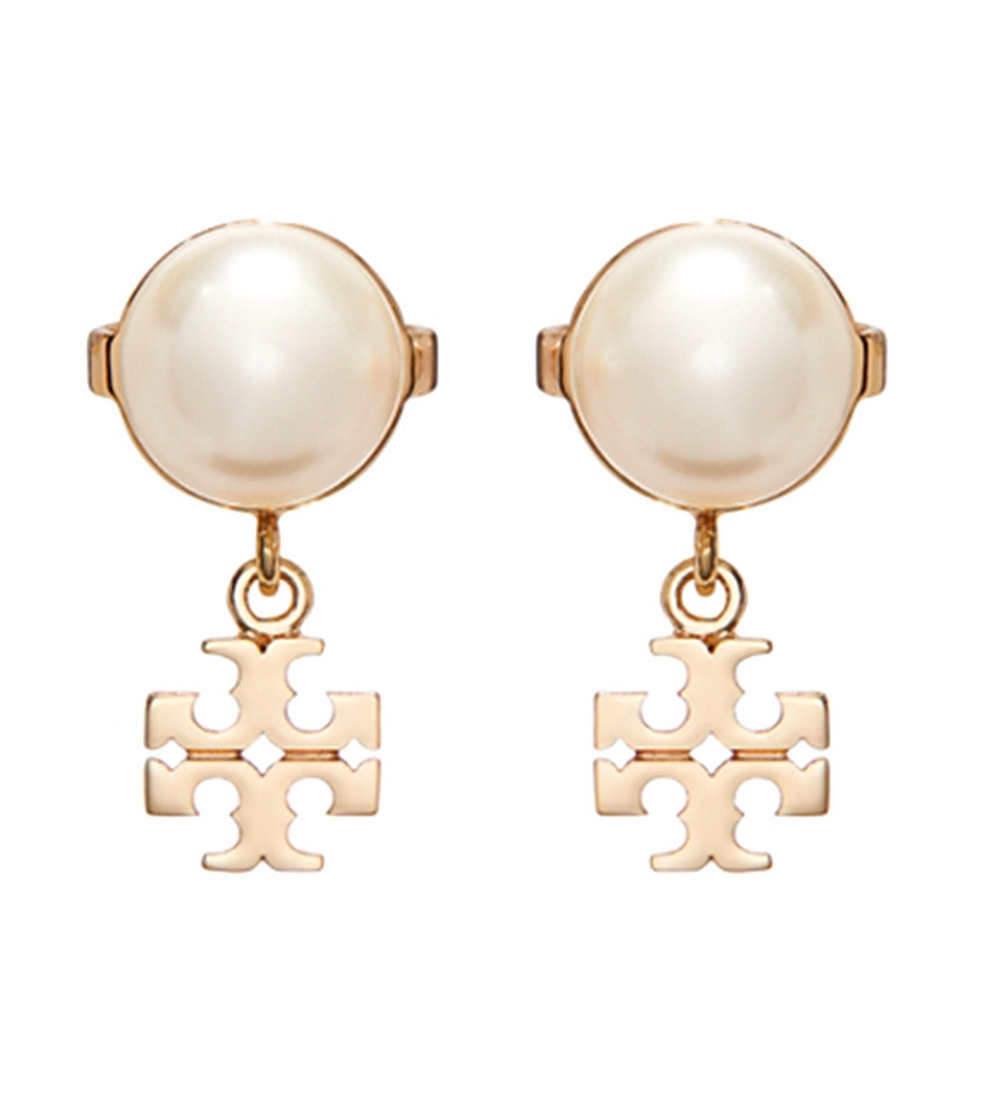 Small Moondance Stud Earrings Tory Gold/Cream