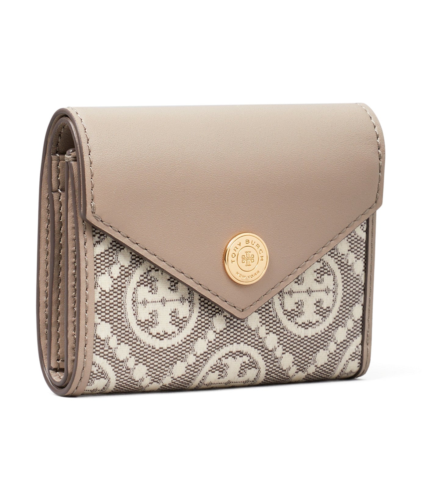 T Monogram Coated Jacquard Envelope Small Wallet Charcoal