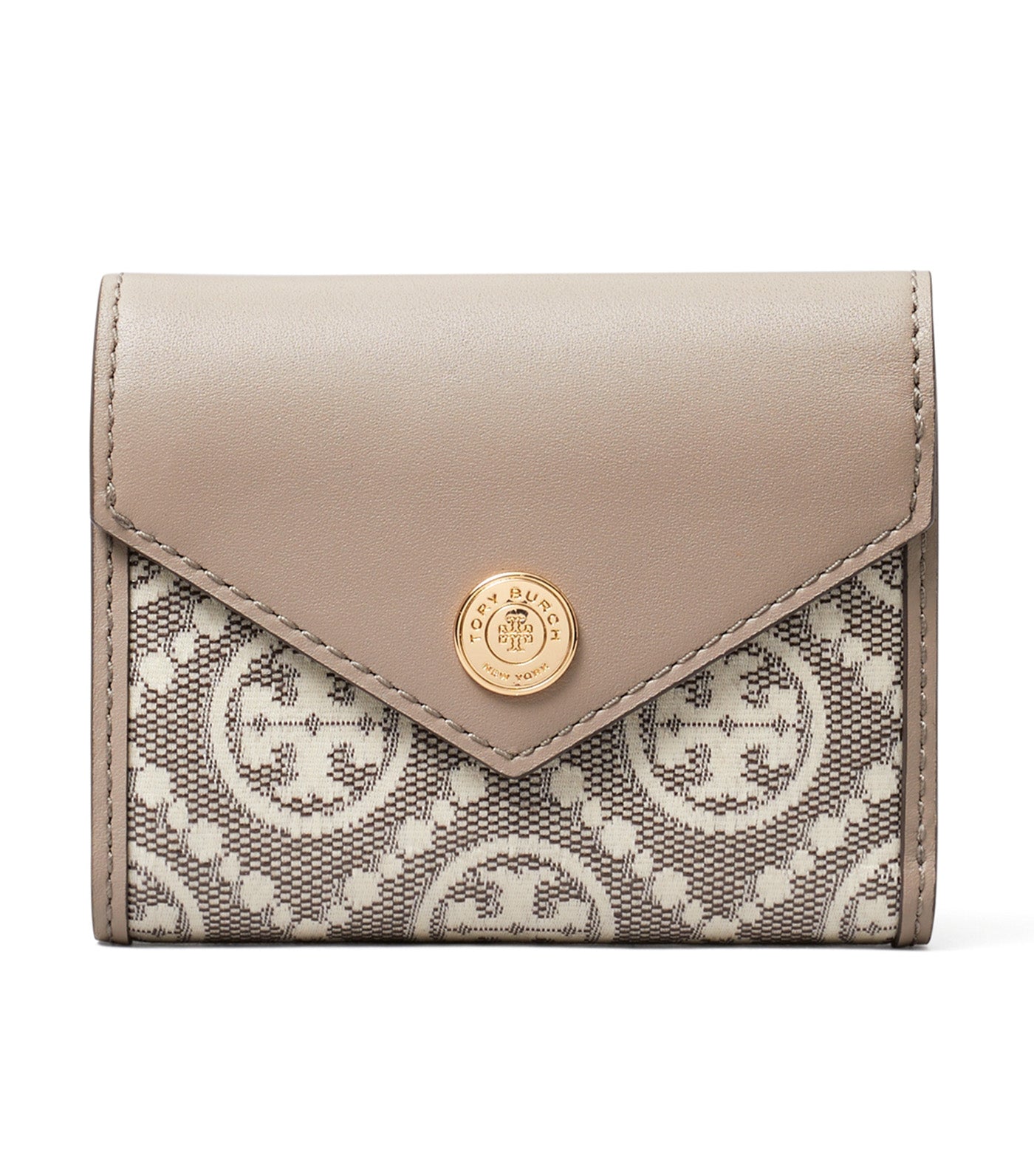 T Monogram Coated Jacquard Envelope Small Wallet Charcoal