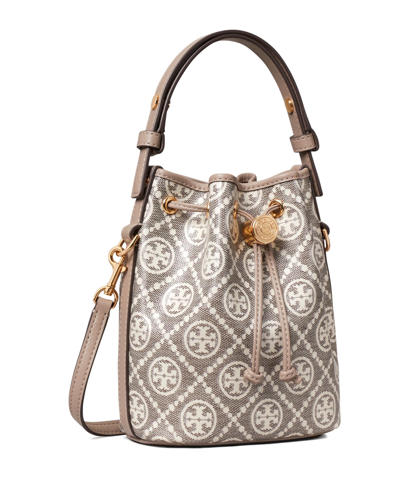 T Monogram Coated Jacquard Mini Bucket Bag Charcoal