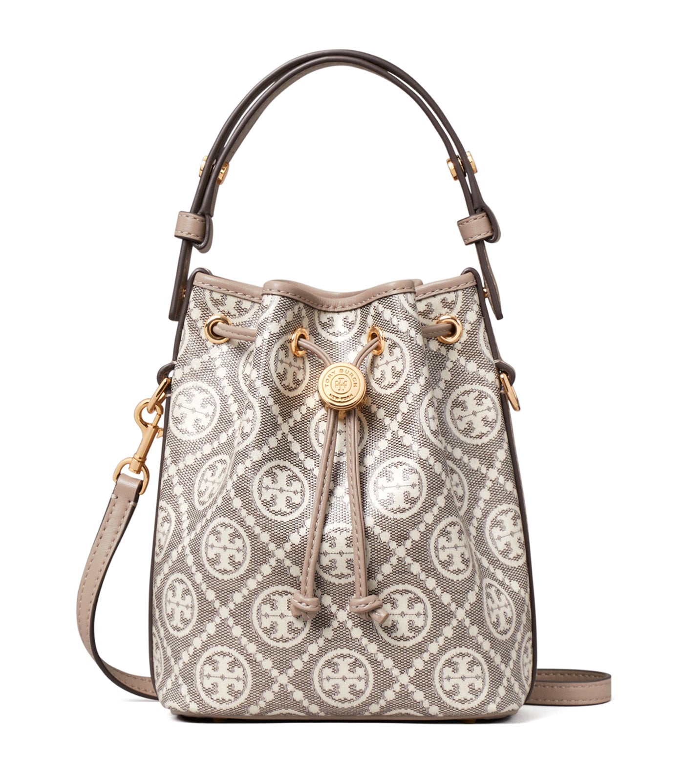 T Monogram Coated Jacquard Mini Bucket Bag Charcoal
