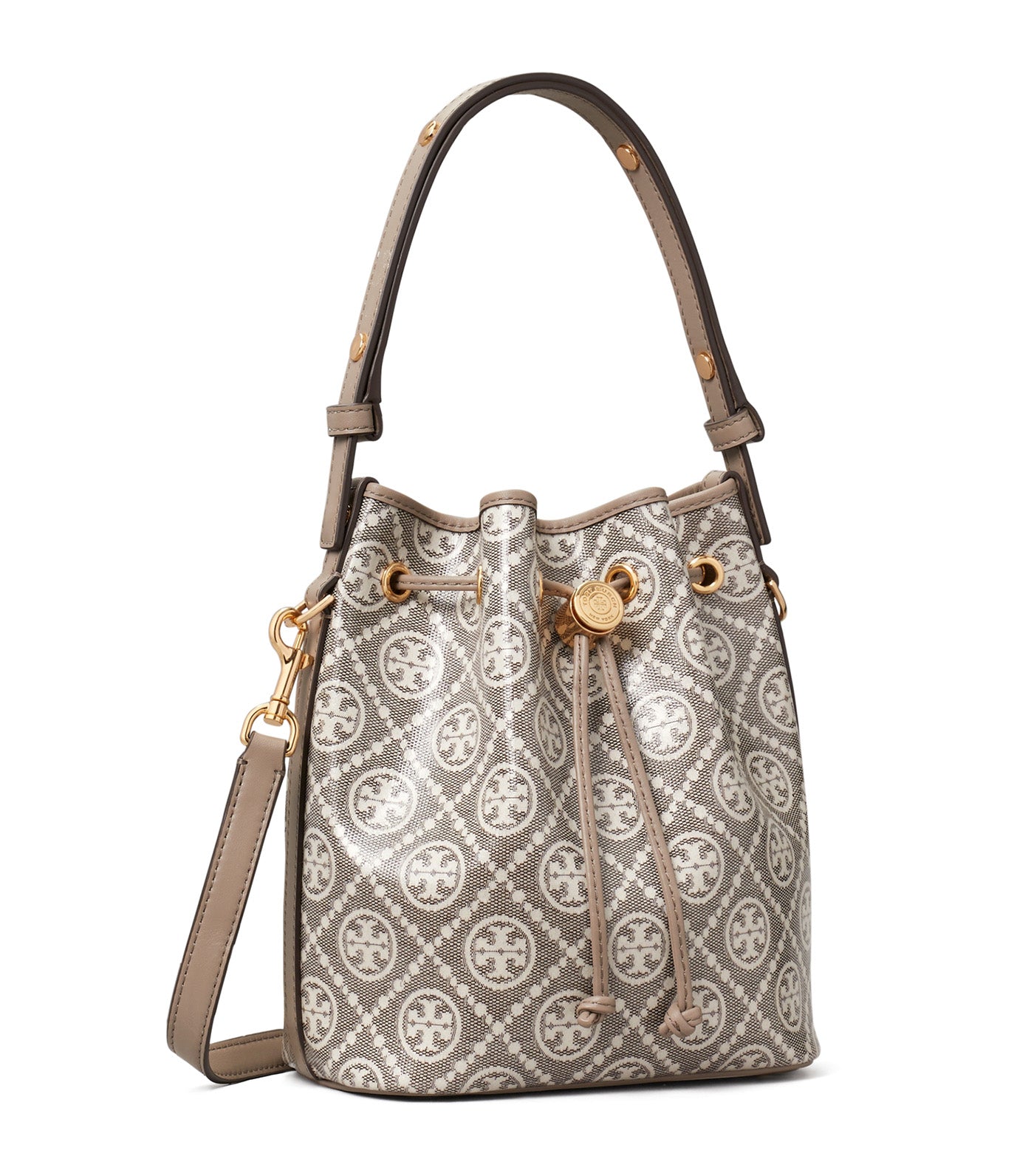 T Monogram Coated Jacquard Bucket Bag Charcoal