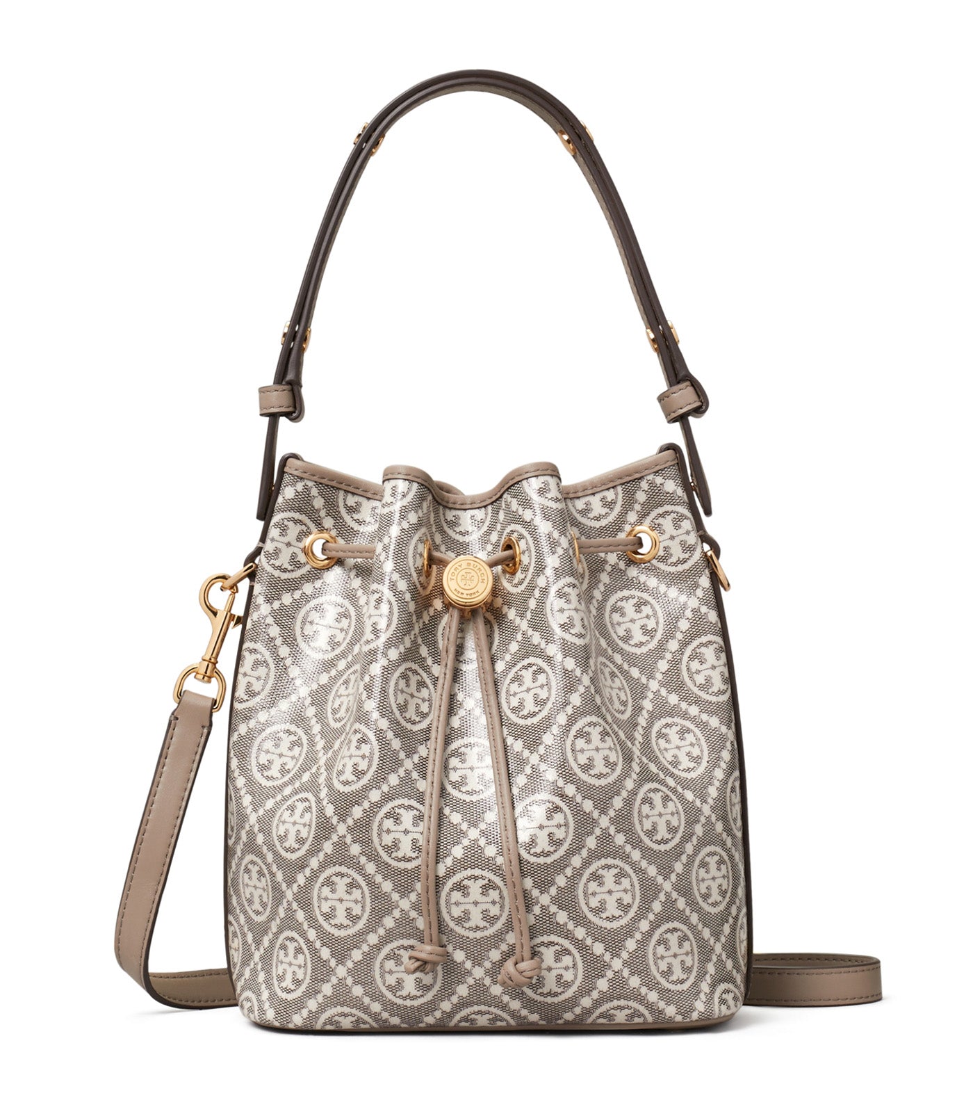 T Monogram Coated Jacquard Bucket Bag Charcoal