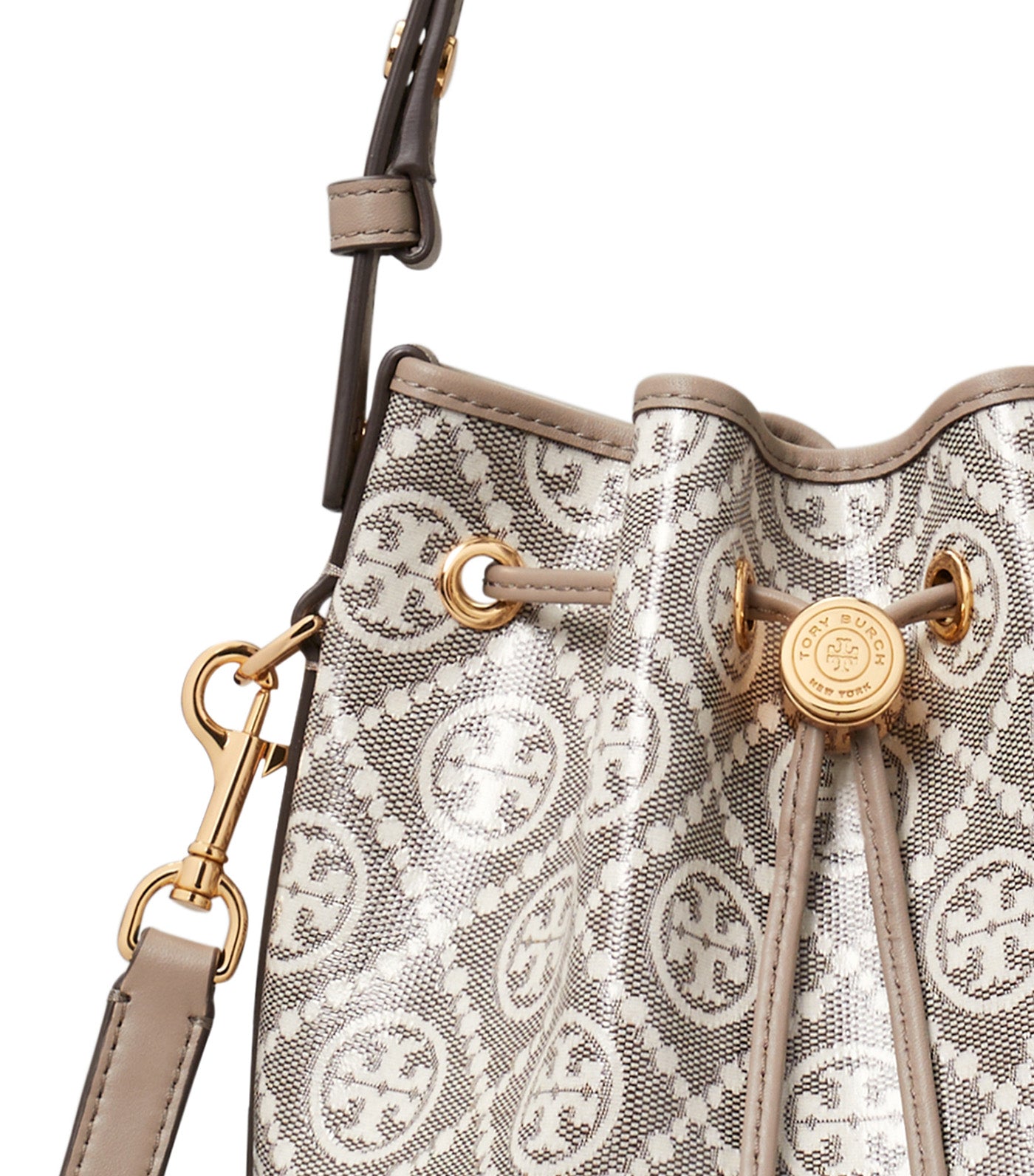 T Monogram Coated Jacquard Bucket Bag Charcoal