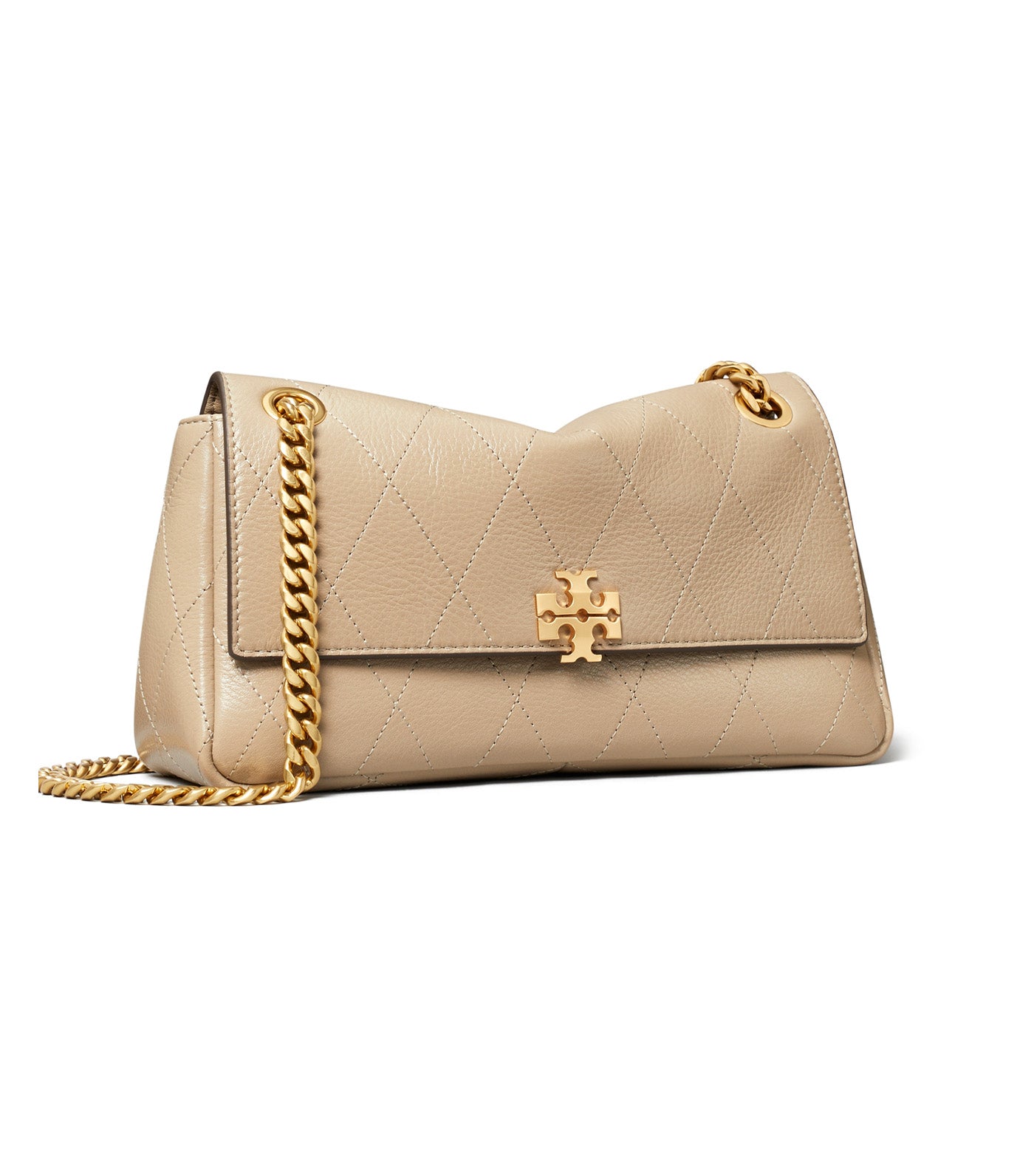 Small Charlie Quilted Shoulder Bag Soft Cement