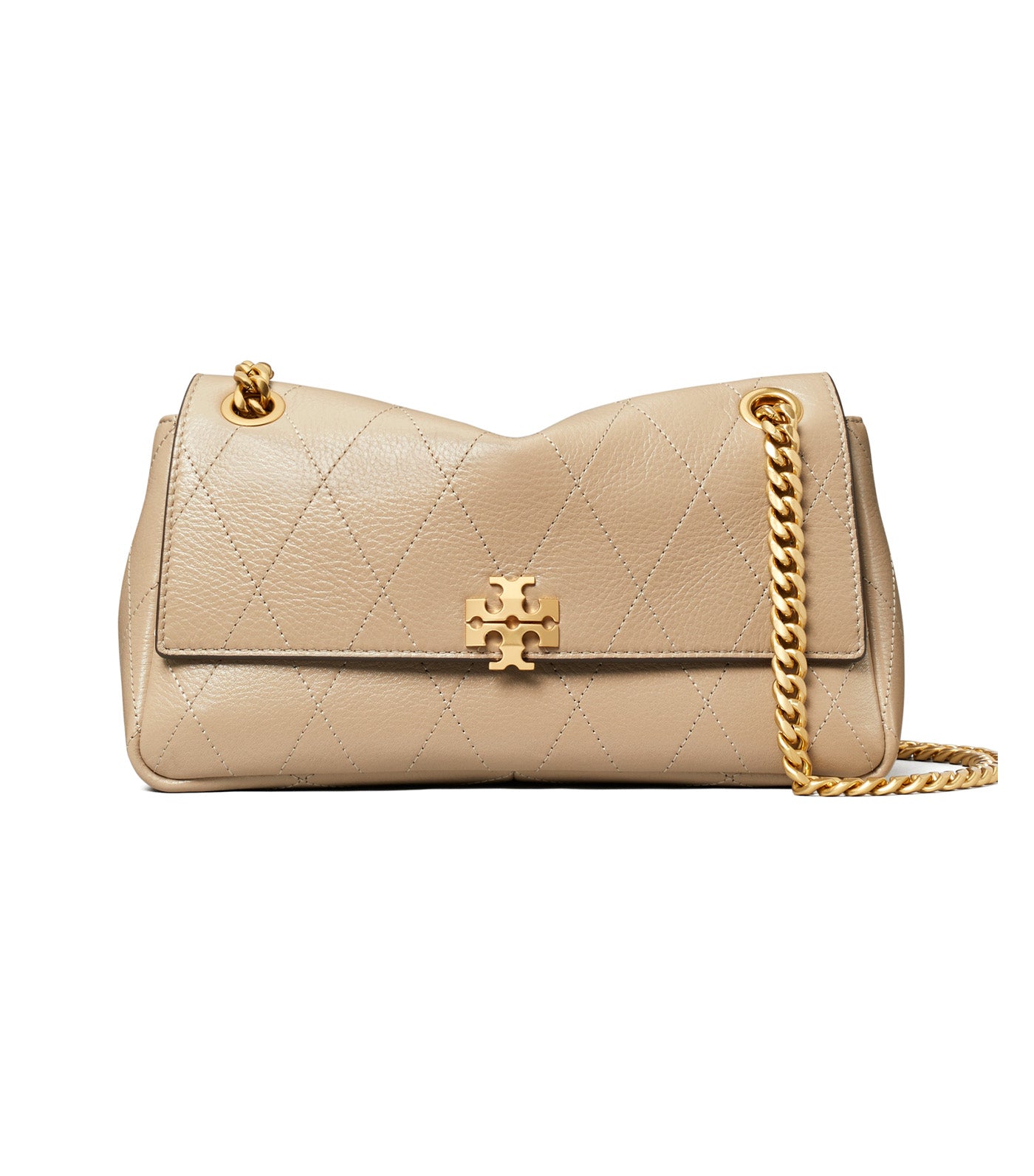 Small Charlie Quilted Shoulder Bag Soft Cement