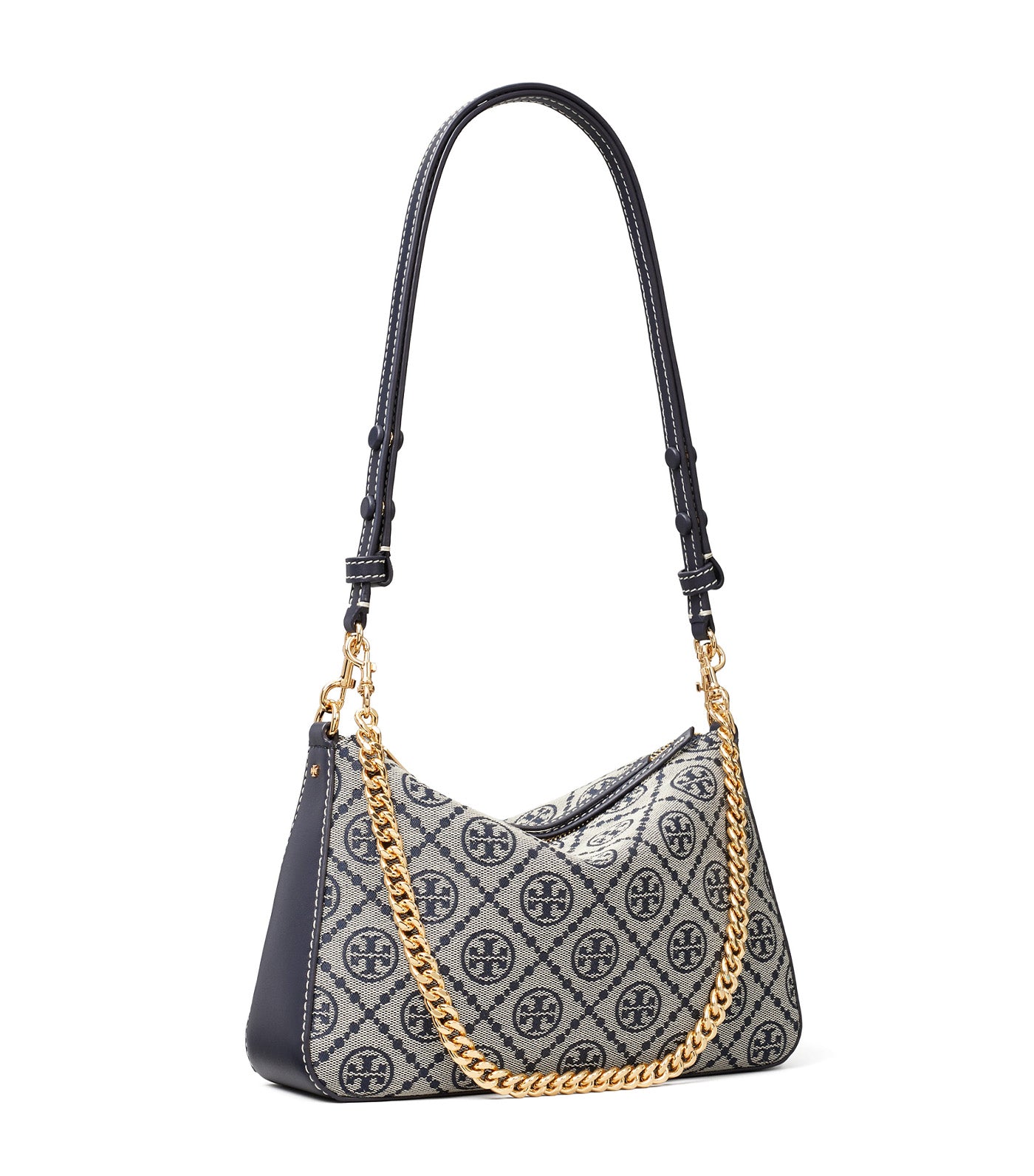 Perry T Monogram Small Shoulder Bag Tory Navy