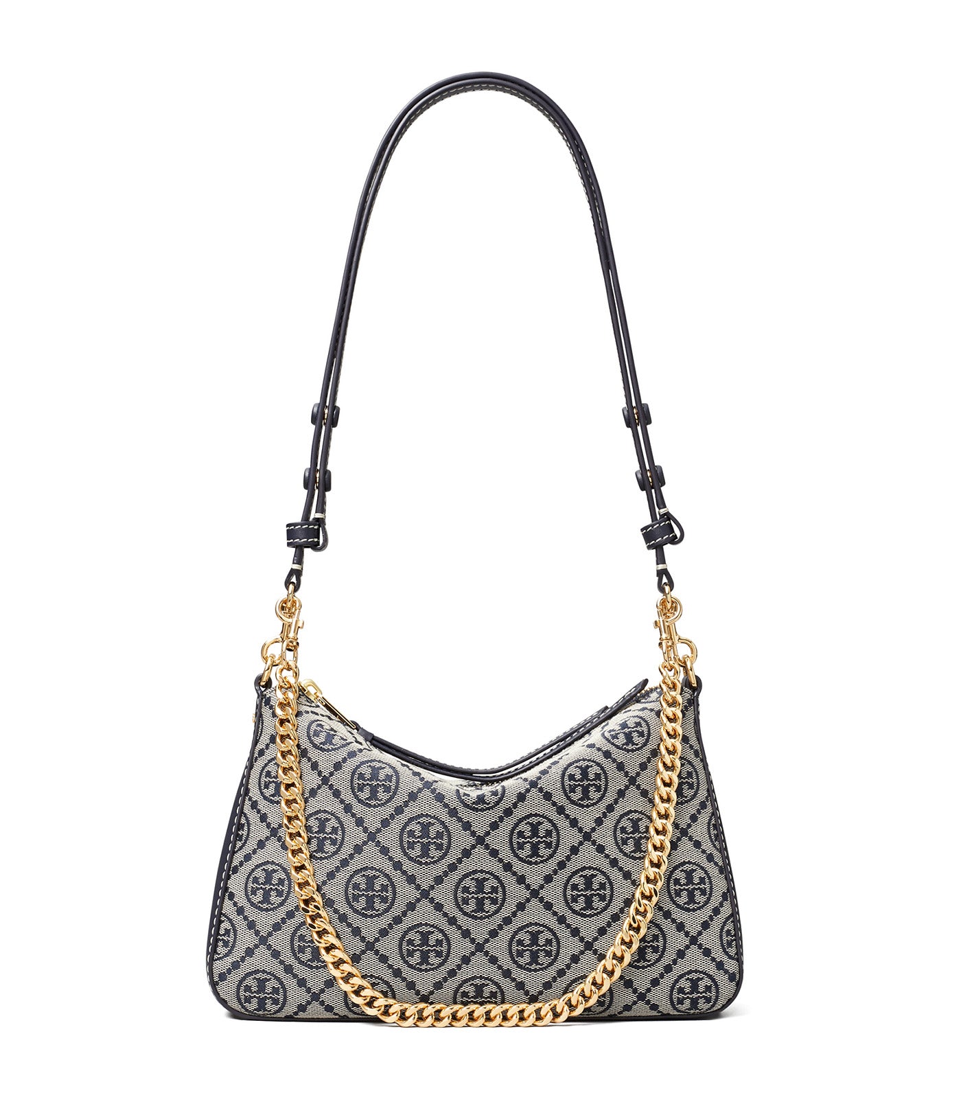 Perry T Monogram Small Shoulder Bag Tory Navy