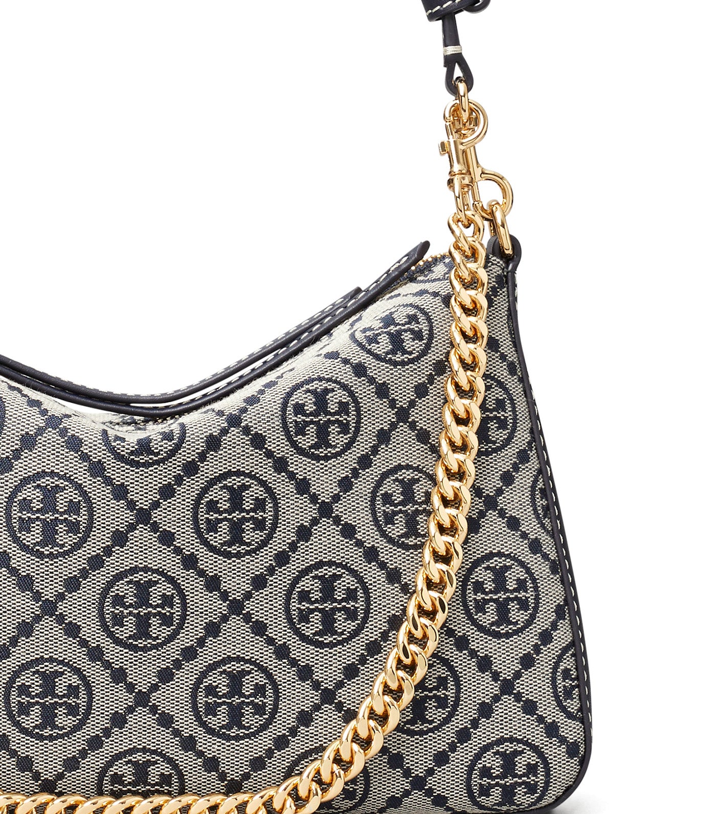 Perry T Monogram Small Shoulder Bag Tory Navy