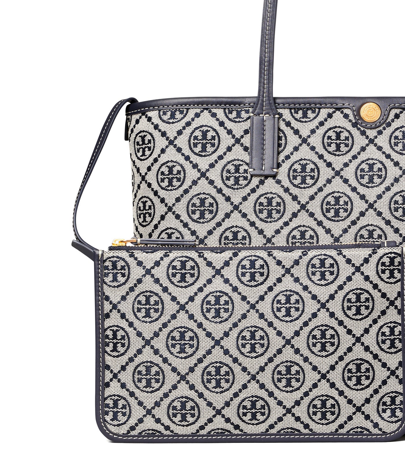 T Monogram Small Zip Tote Tory Navy