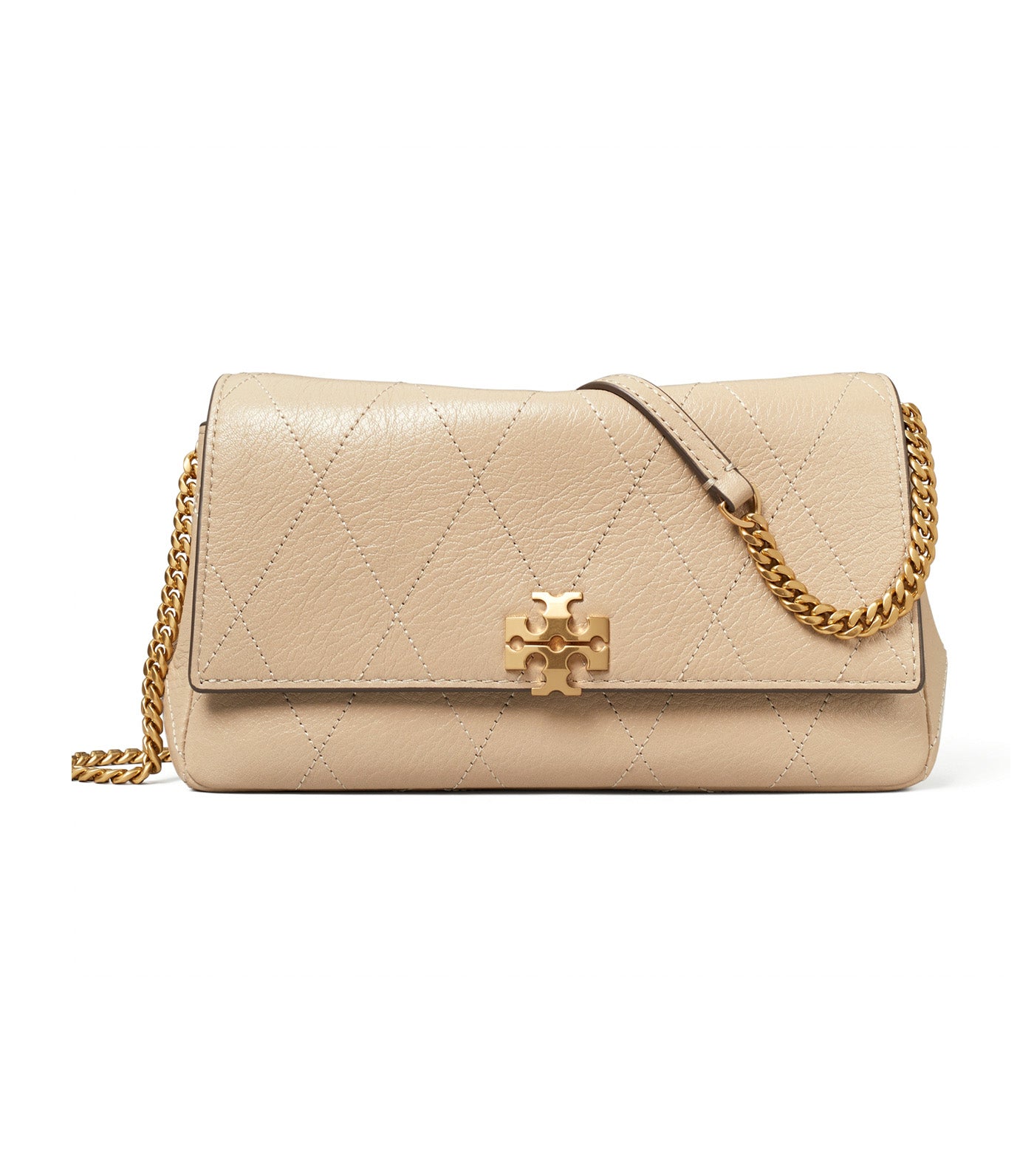 Charlie Quilted Chain Wallet Soft Cement