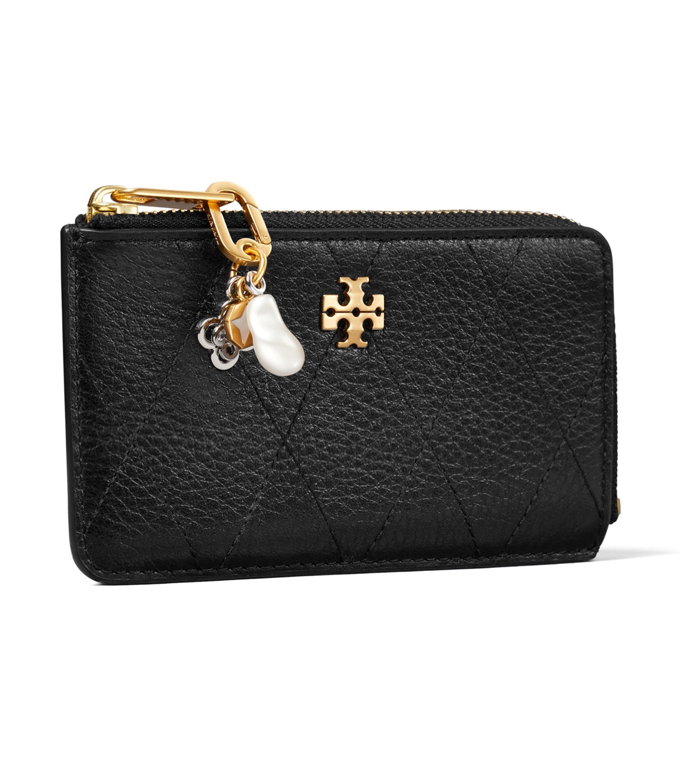 Charlie Quilted Zip Card Case Black