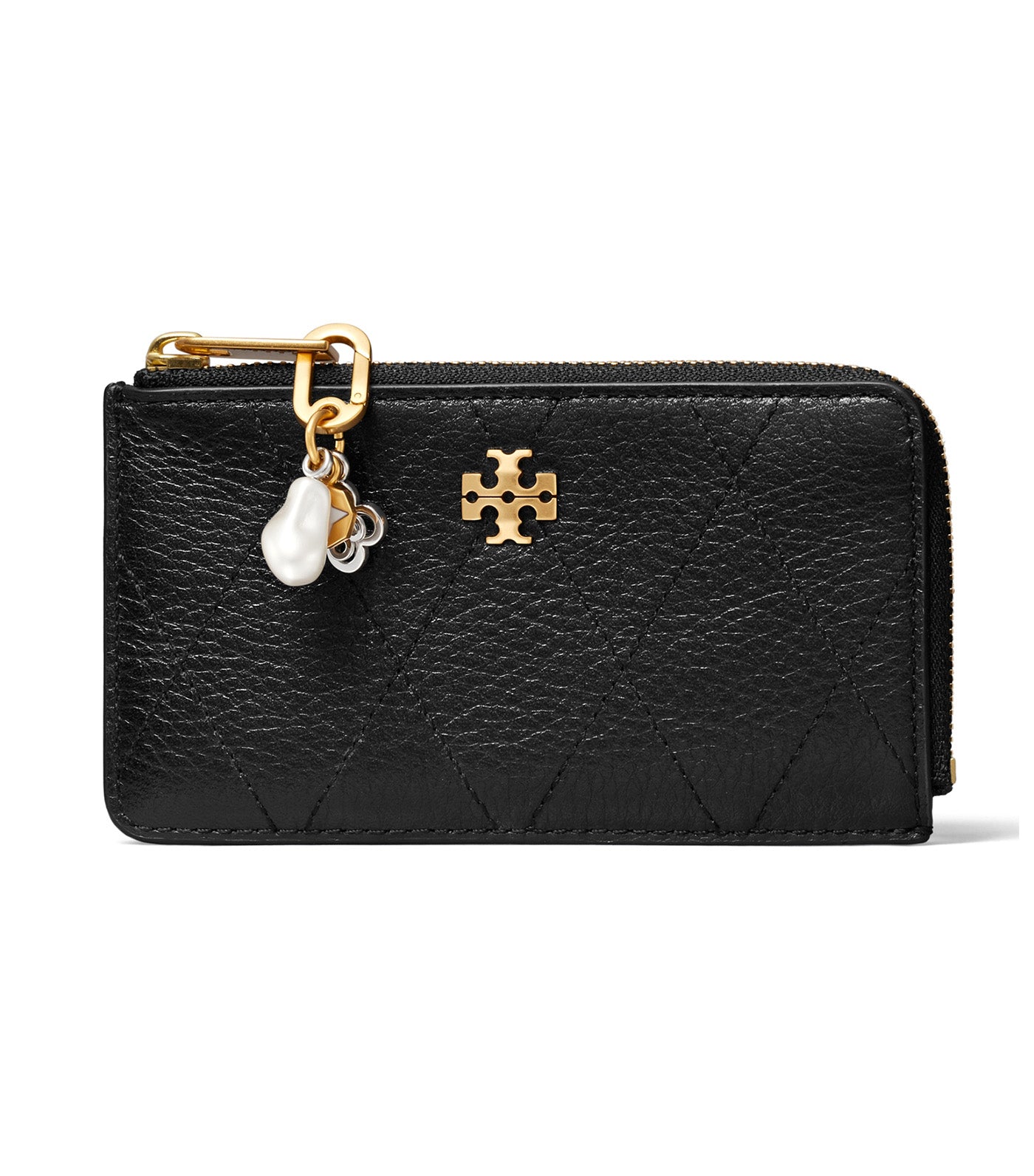 Charlie Quilted Zip Card Case Black