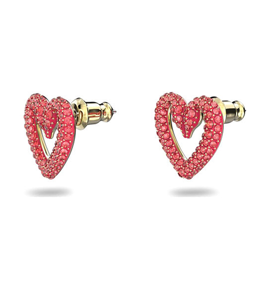 Una Stud Earrings Heart Extra Small Red Gold-Tone Plated