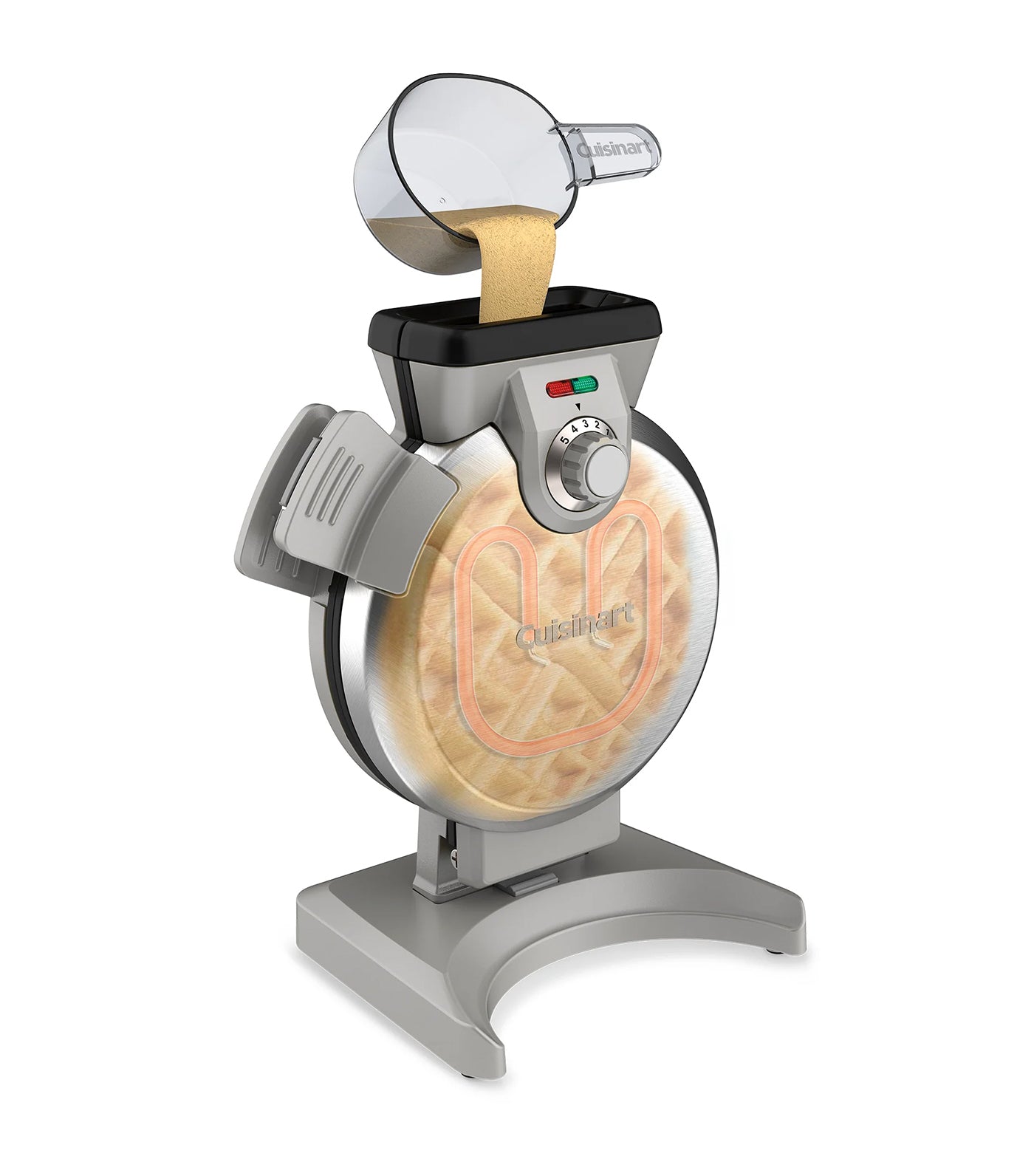 Vertical Belgian Waffle Maker -  Silver