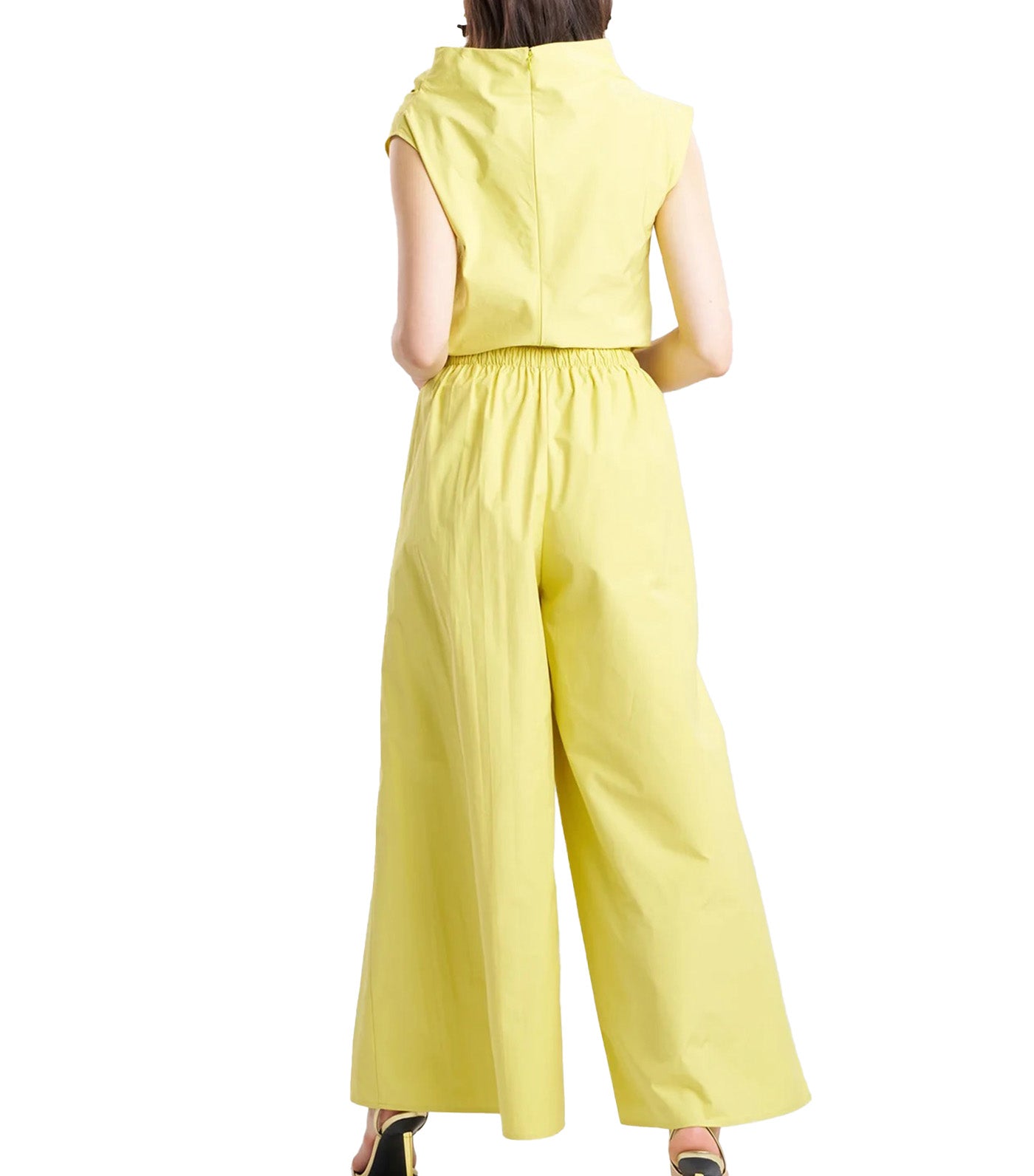 Tech Cotton Taffeta Palazzo Pants Lemon