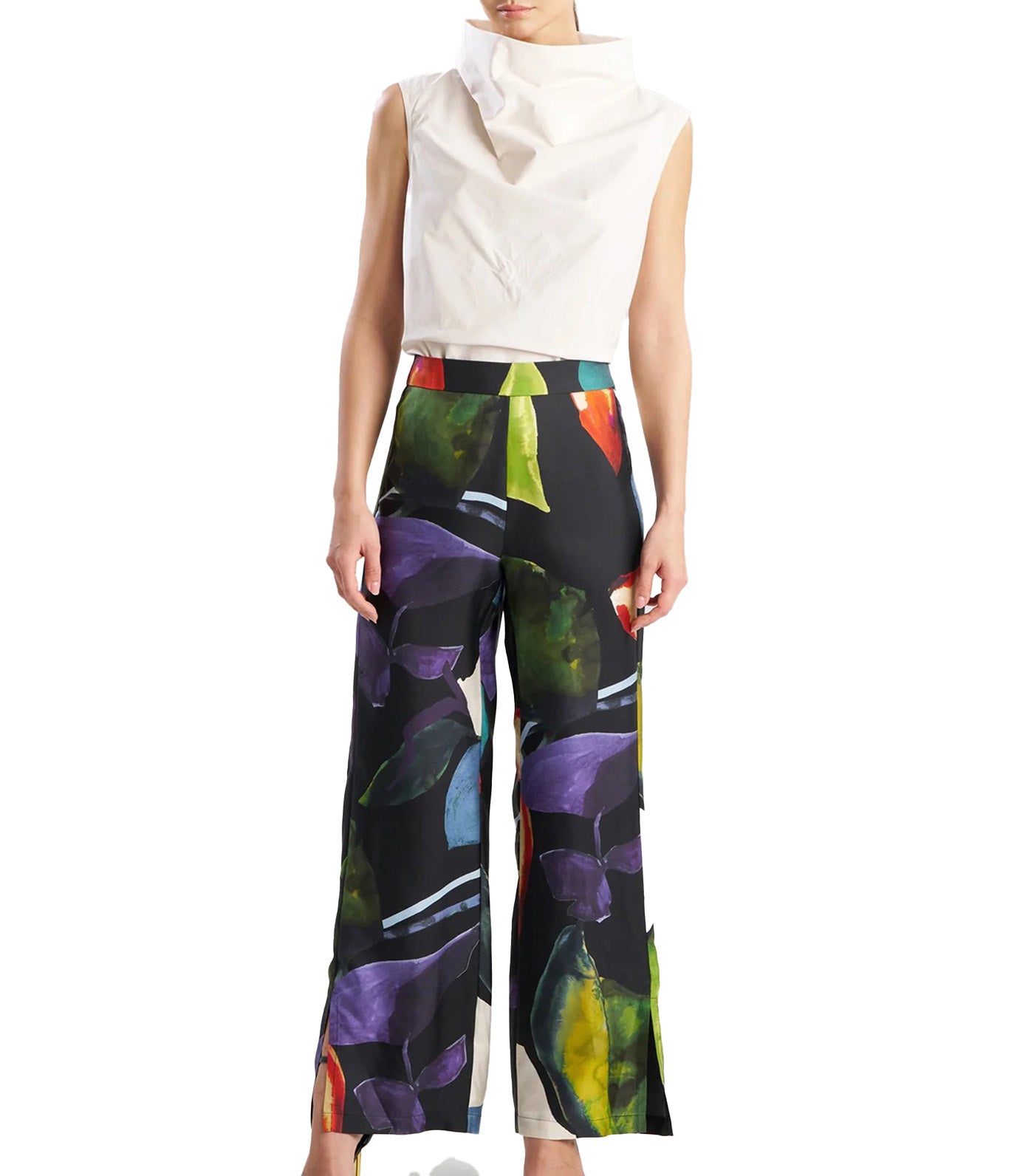 Yoru Silk Twill Wide Pull On Pants Deep Orchid