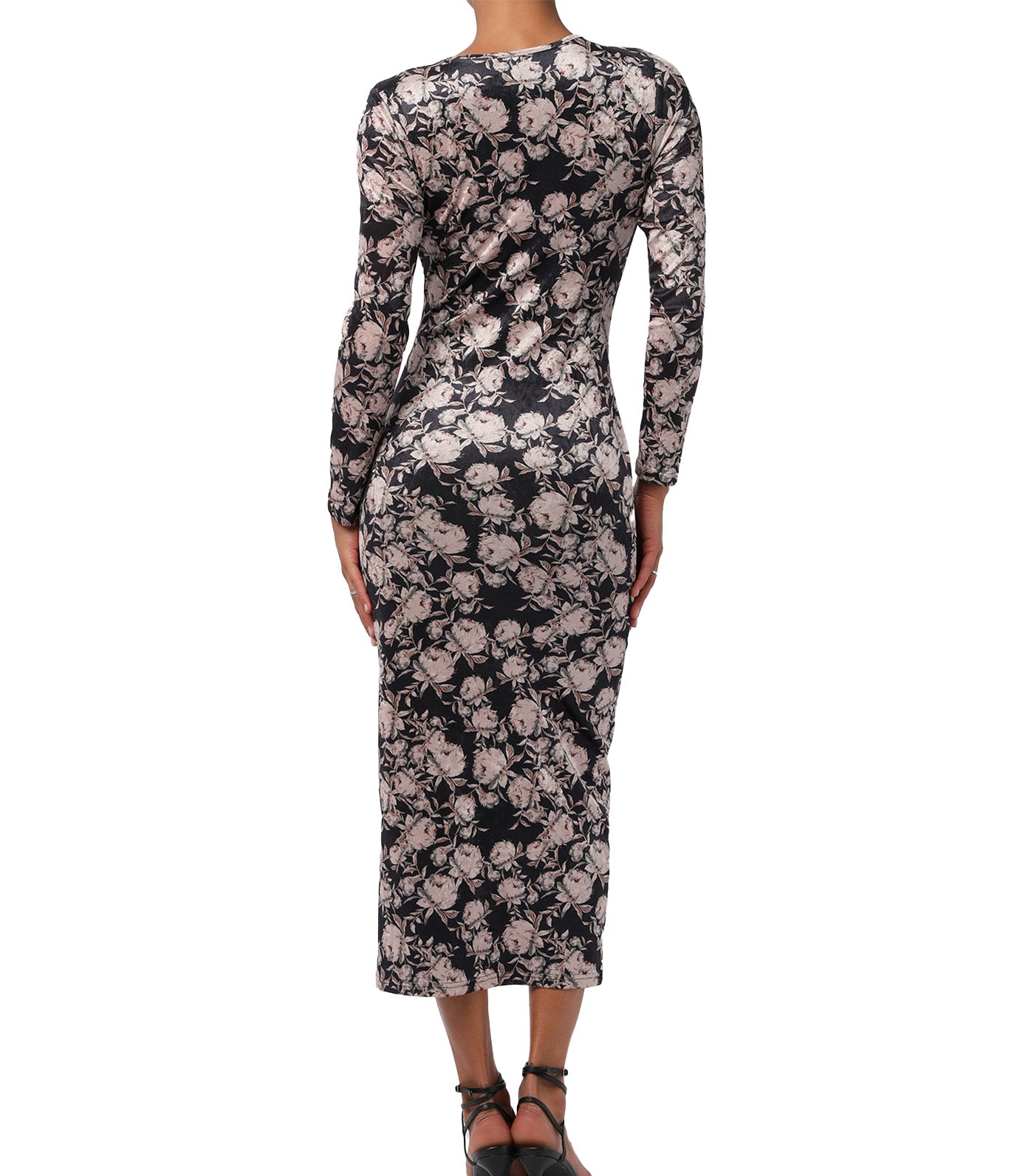 Lulus Zealand Long Sleeve Mesh Midi Dress Black Floral
