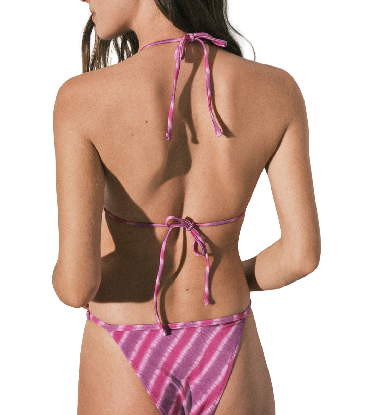 Shiny Tie-Dye Wrap Bikini Top Pink