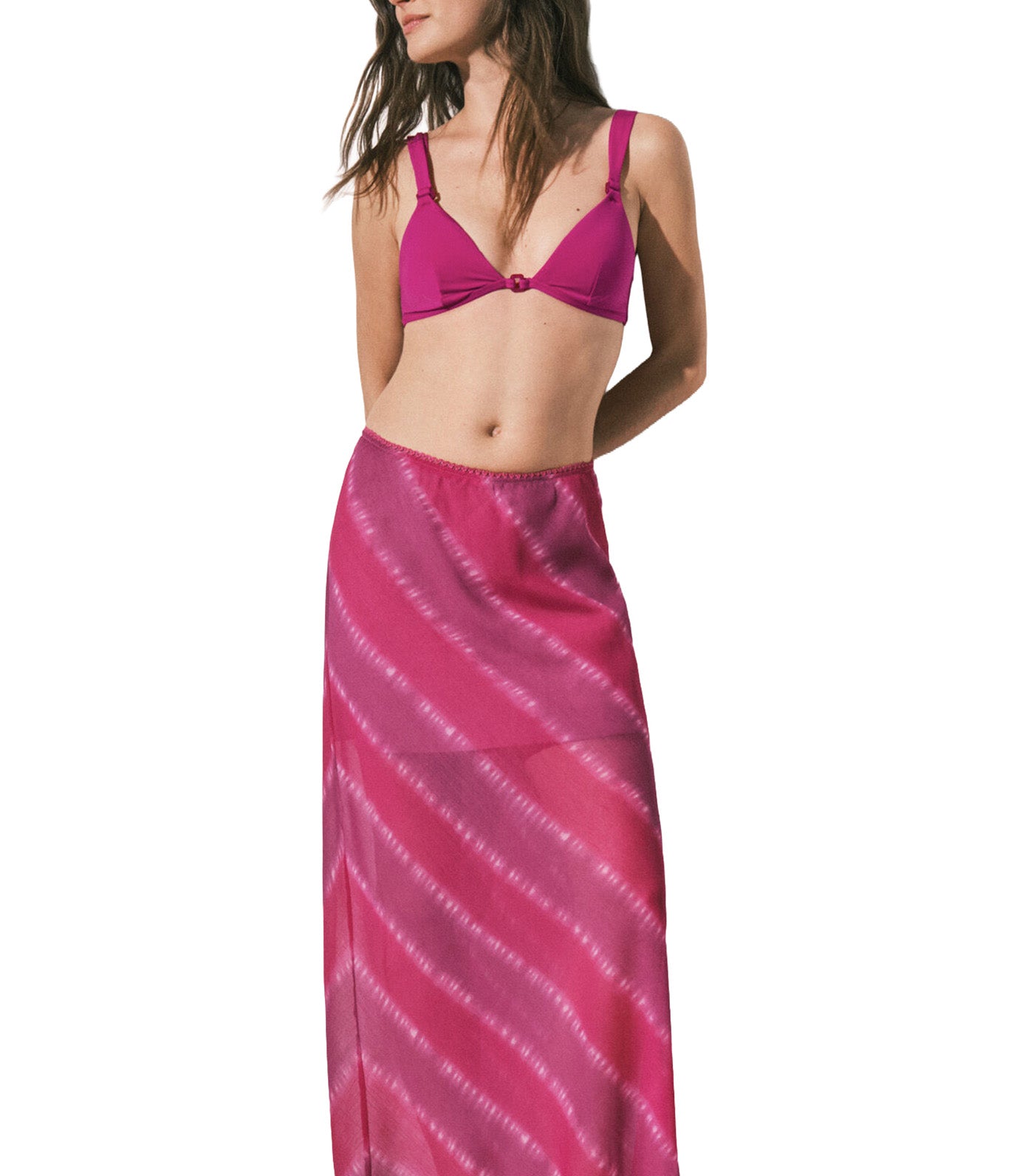 Tie-Dye Crepe Skirt Pink