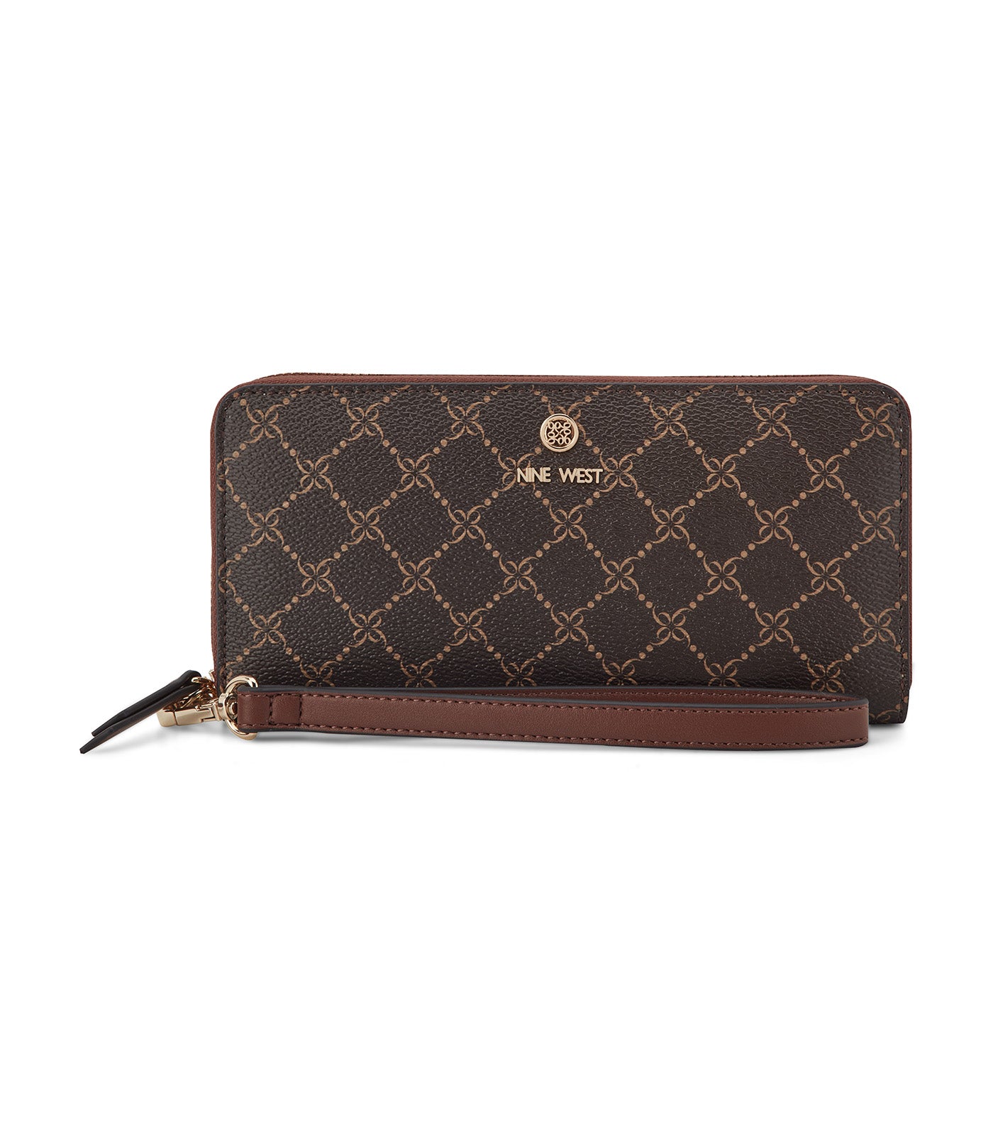Lockup 9 Zip Around Wrist Wallet Brown Logo/Mahogany