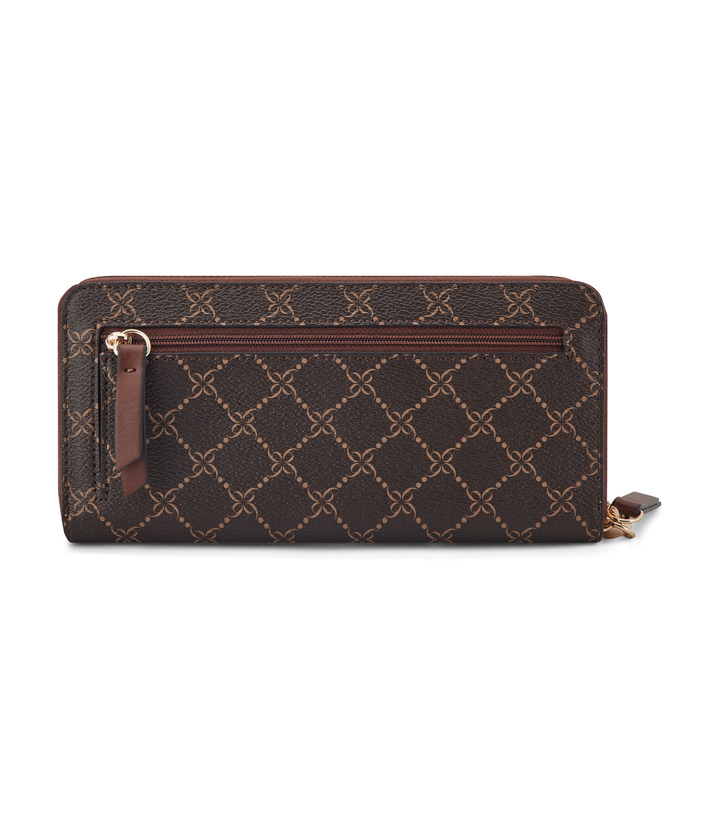 Lockup 9 Zip Around Wrist Wallet Brown Logo/Mahogany
