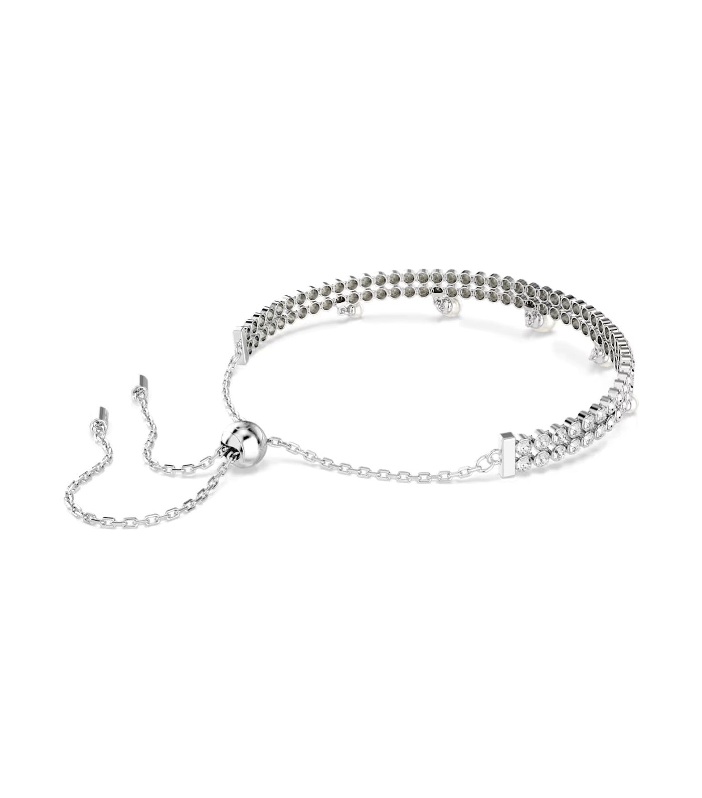 Ariana Grande x Swarovski Bracelet Crystal Pearl, Round Cut, Rhodium-Plated White