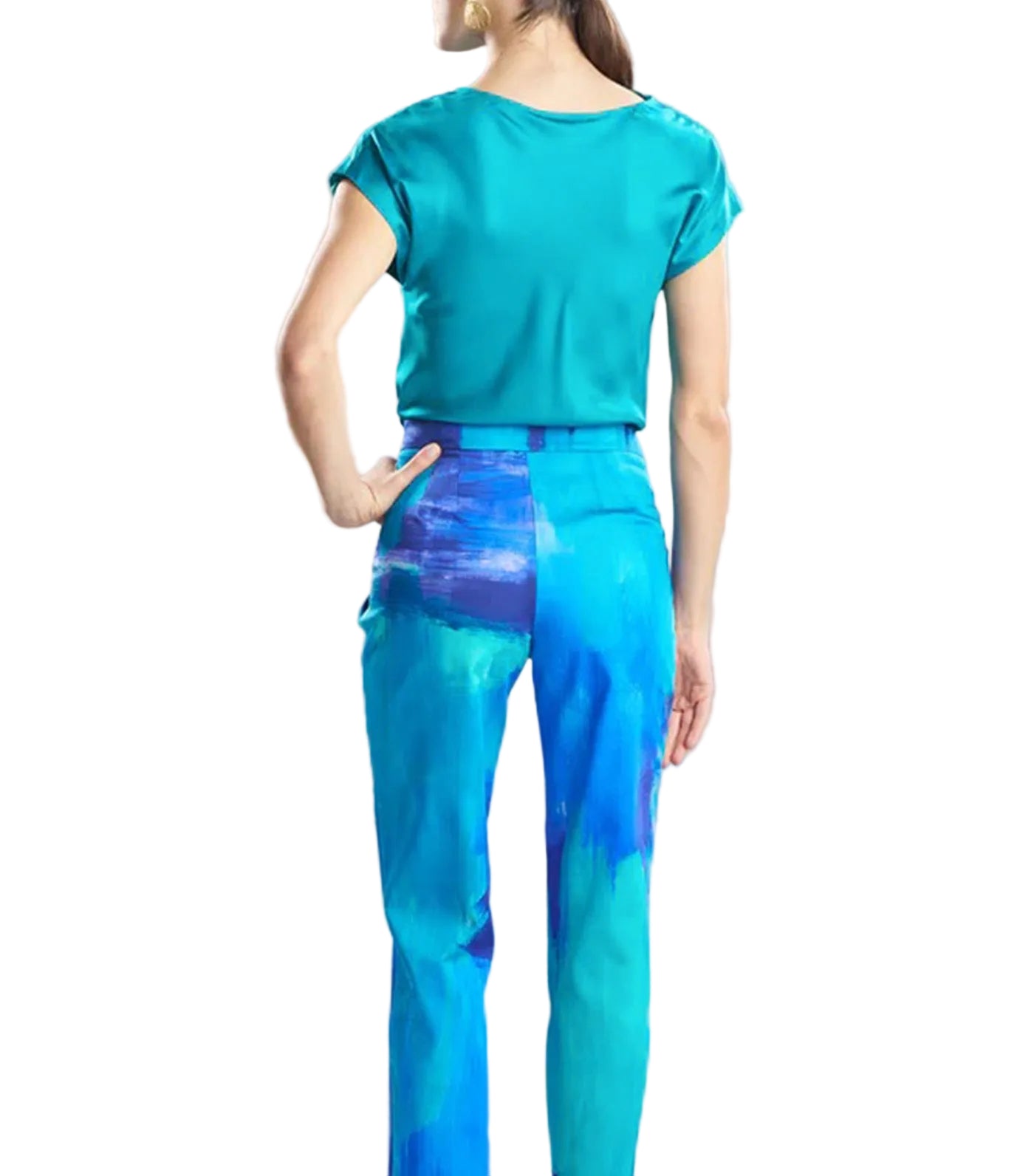 Brushstroke Cotton Chino Side Zip Pants Blue