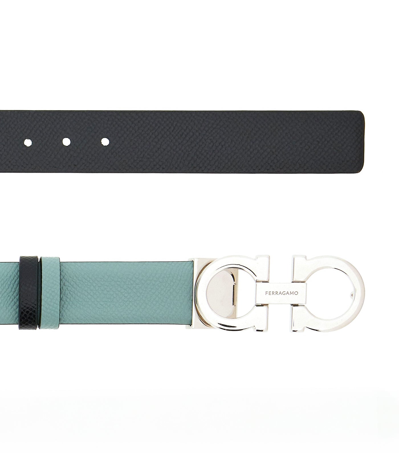 Reversible and Adjustable Gancini Belt Lucky Charme/Black