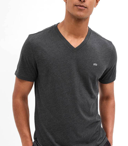 Gap Logo V-Neck T-Shirt Charcoal Gray
