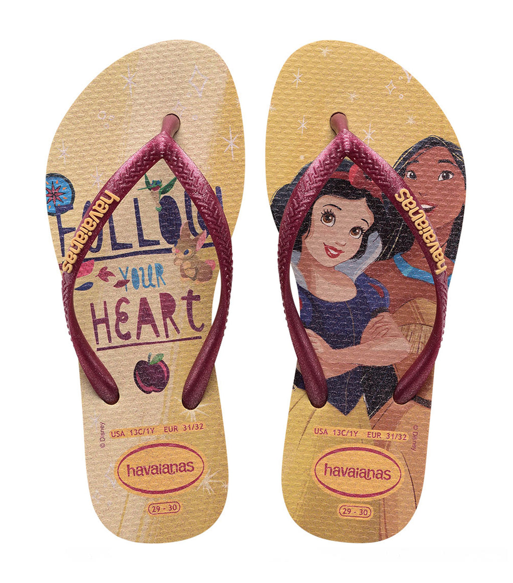 Kids Disney Princess Slim Flip Flops Golden - Main Image