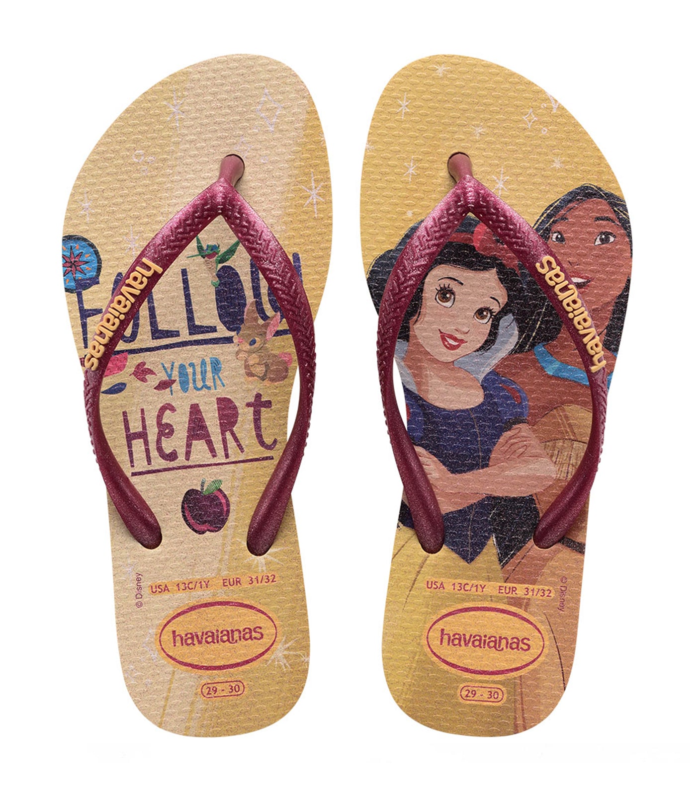 Kids Disney Princess Slim Flip Flops - Golden