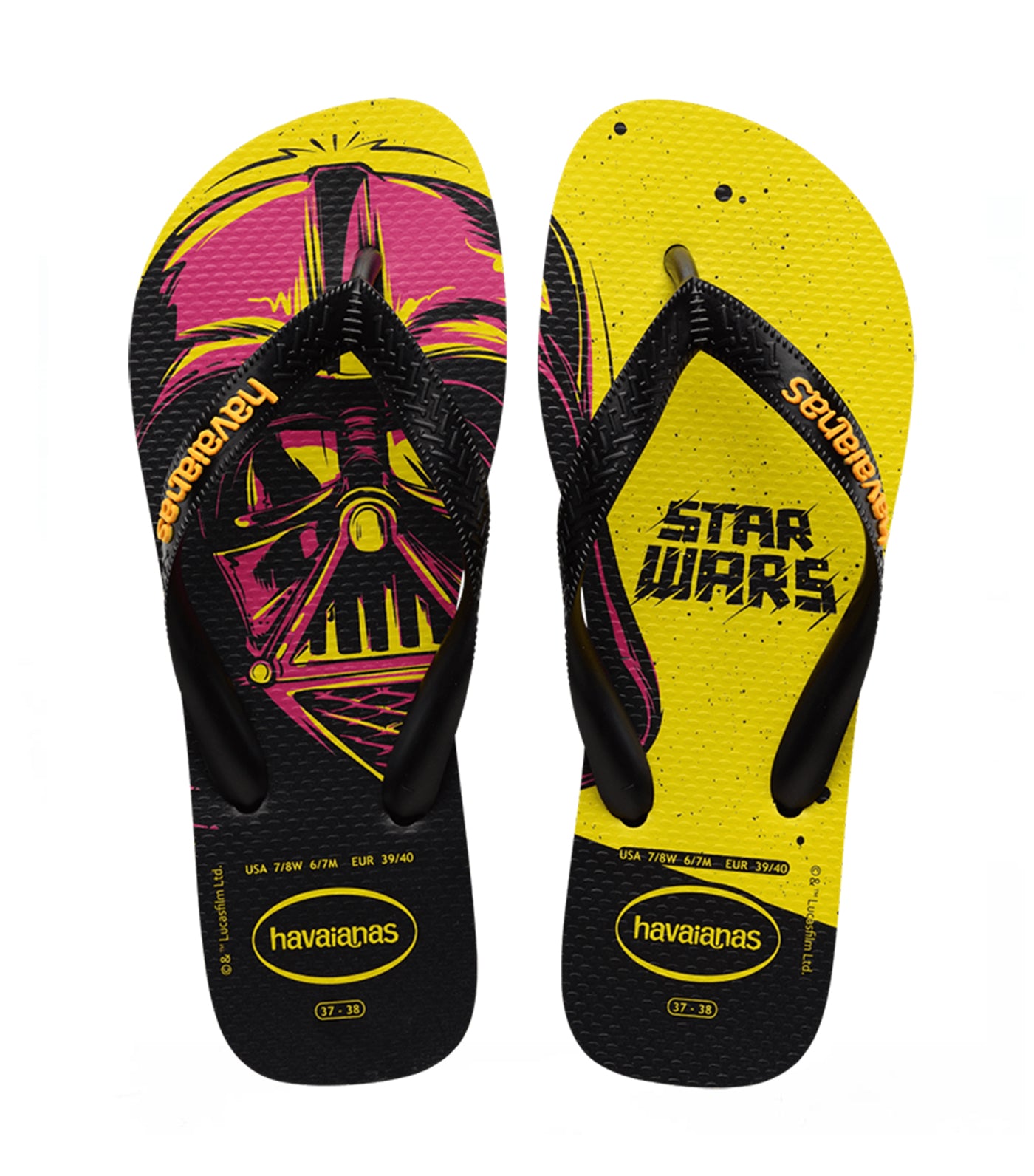 Kids Star Wars Flip Flops - Black/Yellow