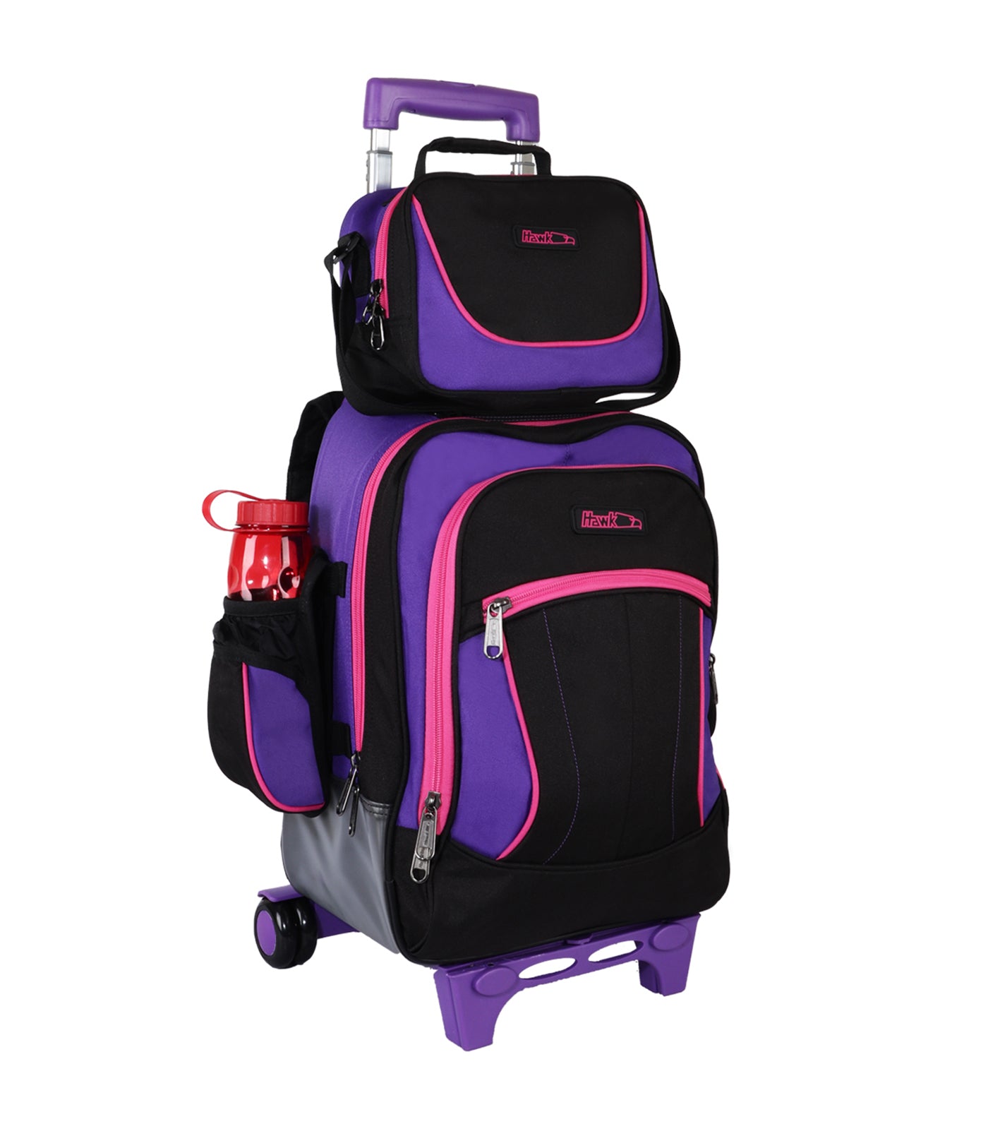 Hawk Large Upright Trolley Set Black and Purple