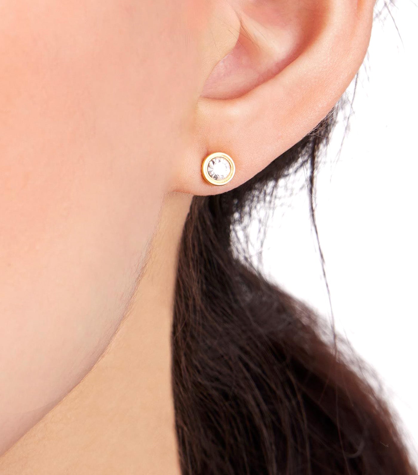 Set in Stone Small Studs Clear/Gold