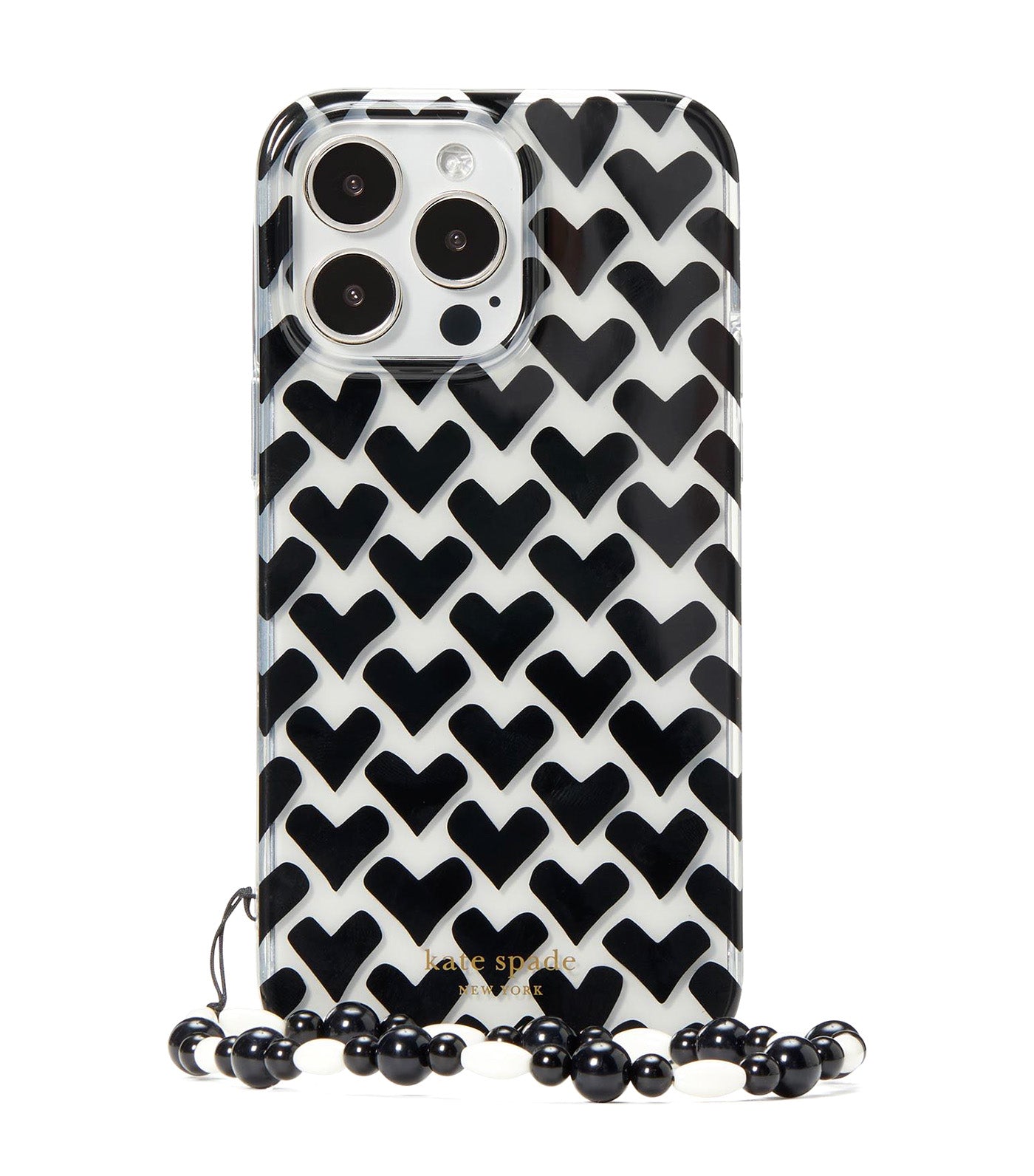 Modernist Hearts iPhone 14 Pro Max Wristlet Case Clear Multi