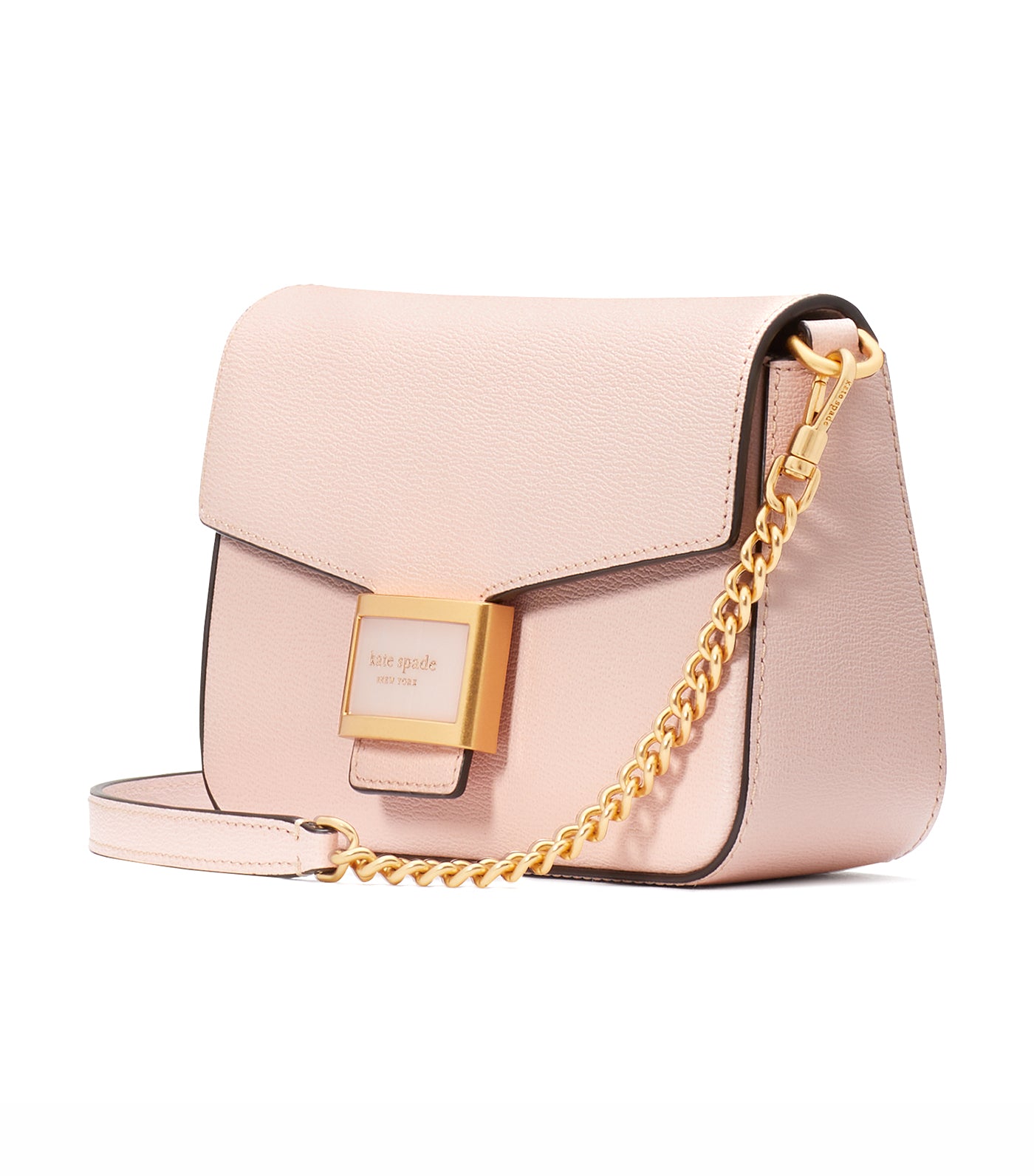 Katy Textured Leather Flap Chain Crossbody Antique Pink