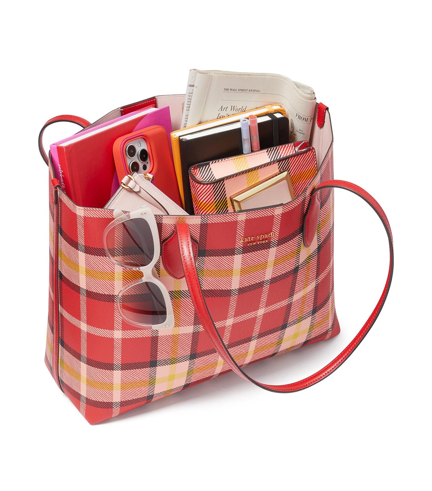 Bleecker Museum Plaid Large Tote Engine Red Multi