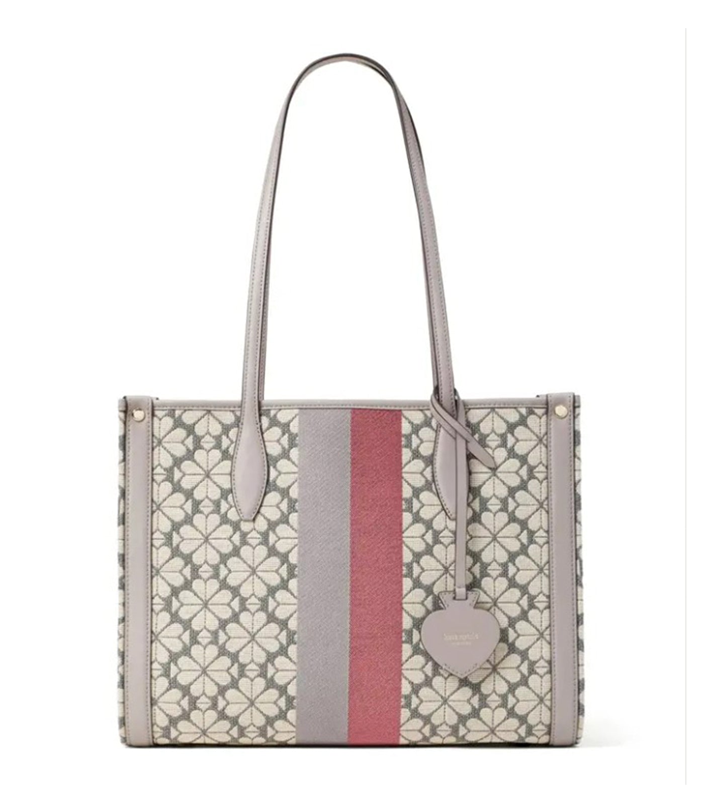 Spade Flower Jacquard Stripe Market Medium Tote Gray Multi