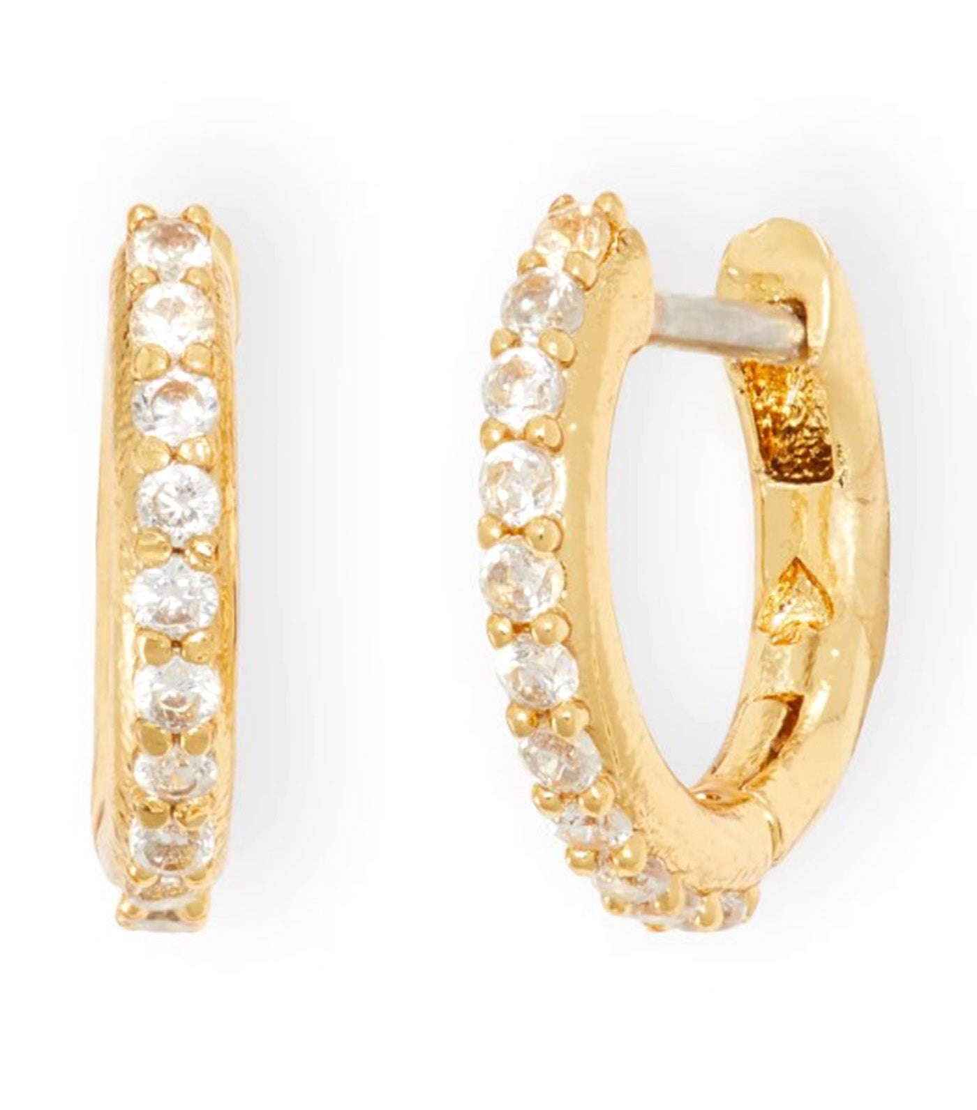 Tiny Twinkles Pavé Mini Hoops Clear Gold
