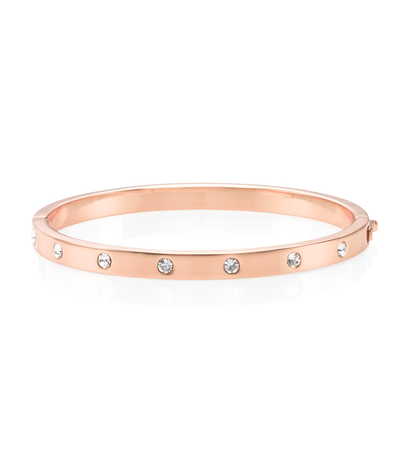 Set In Stone Hinged Bangle Clear Rose Gold