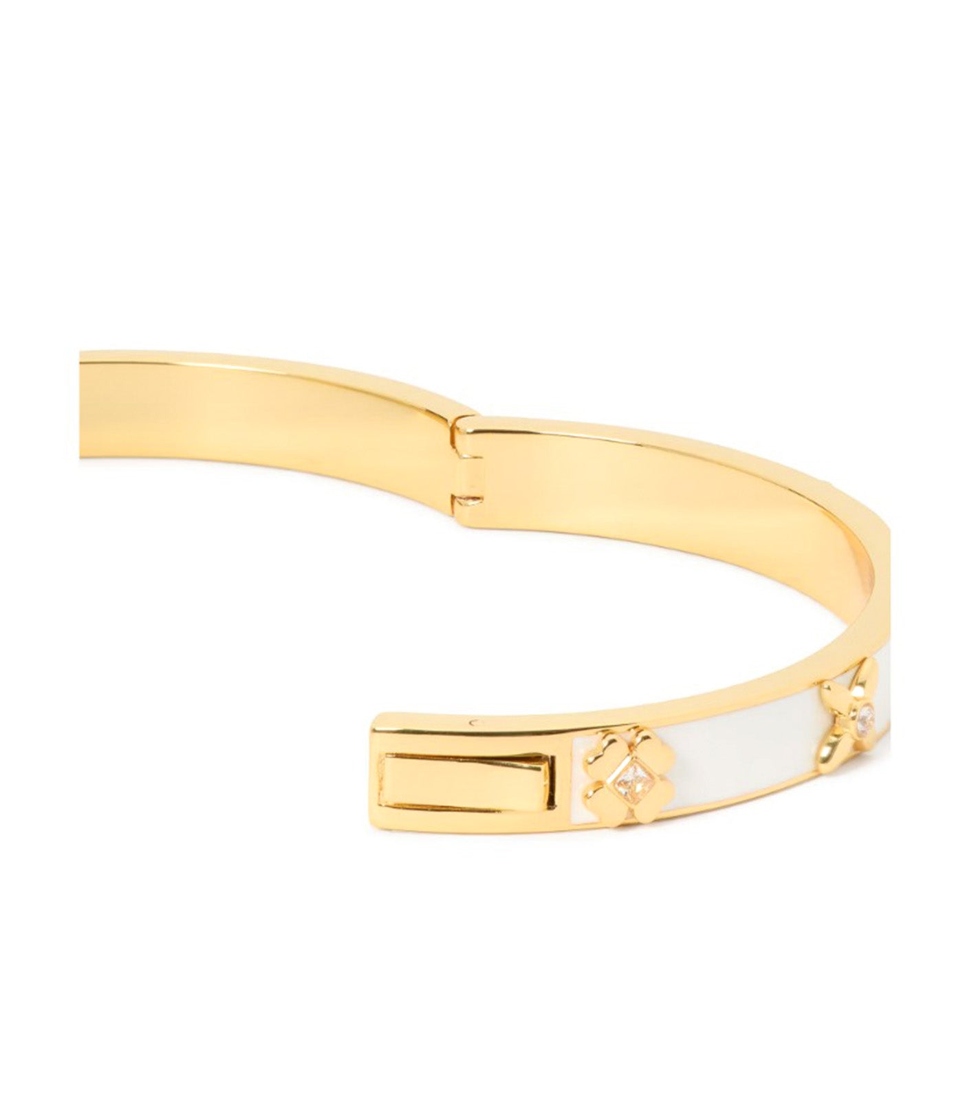 Heritage Bloom Hinged Bangle White/Gold