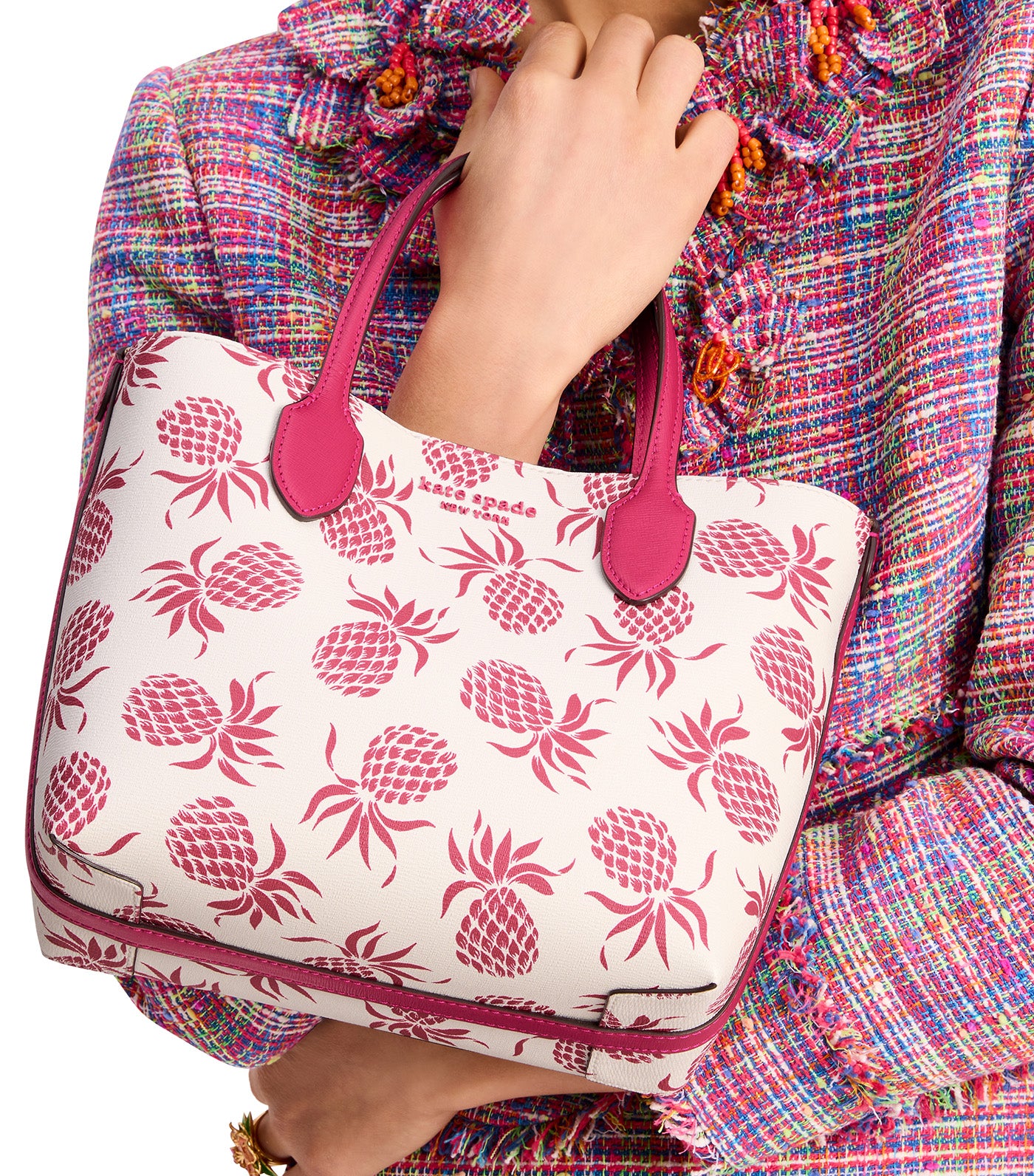 Bleecker Pineapple Medium Crossbody Tote Cream Multi