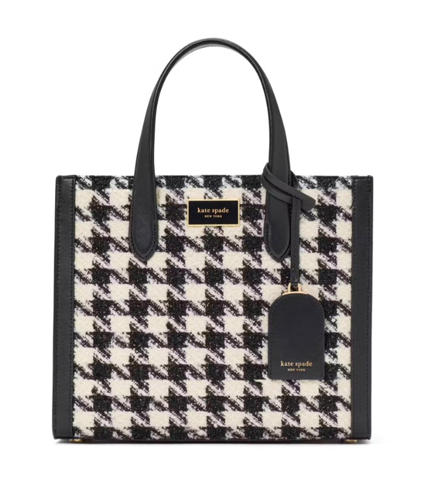 Manhattan Houndstooth Tweed Small Tote Black Multi