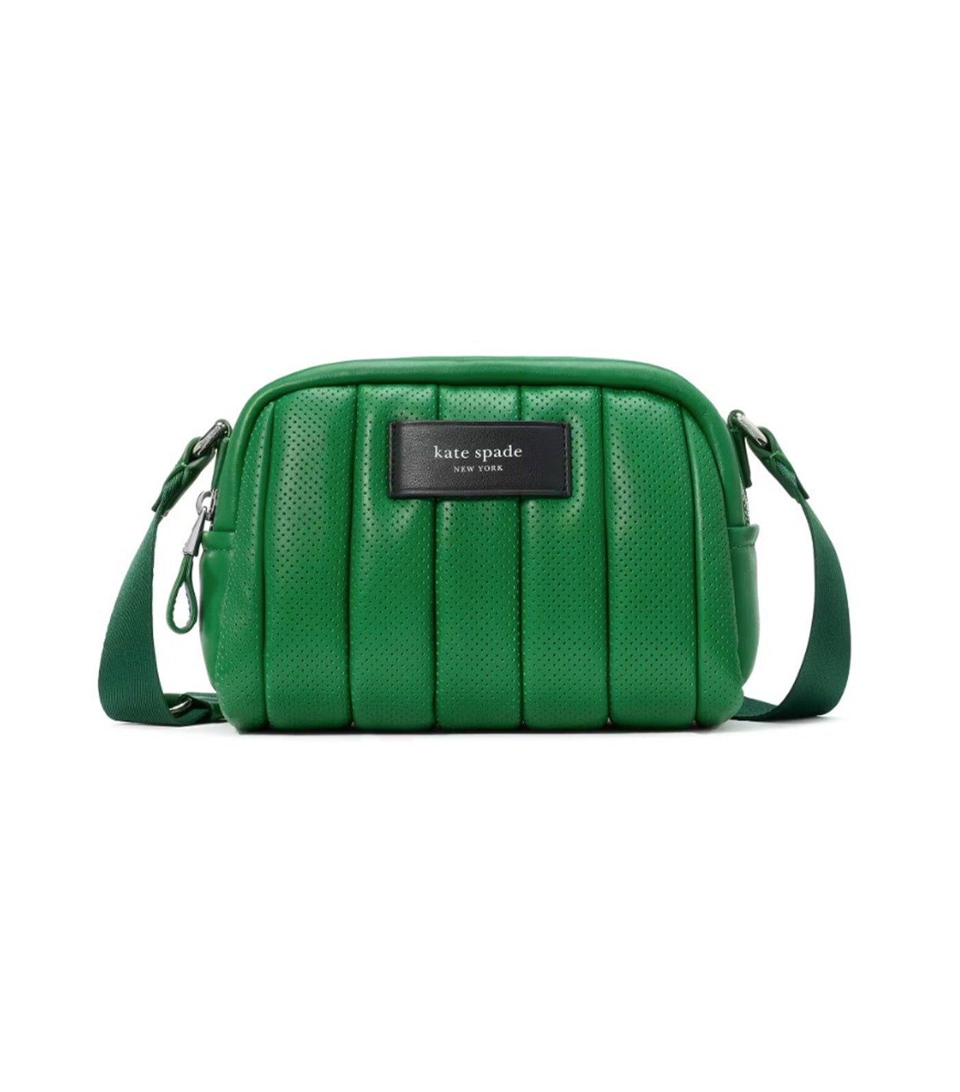 Puffed Perforated Leather Crossbody Watercress