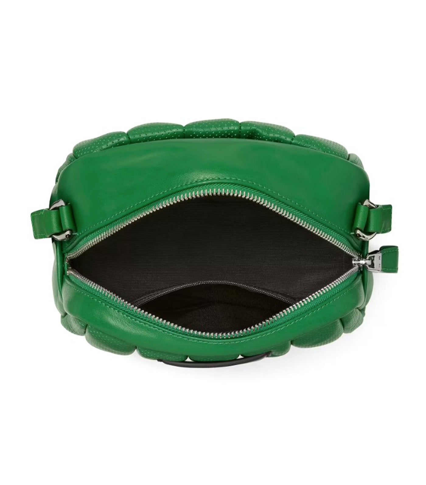 Puffed Perforated Leather Crossbody Watercress