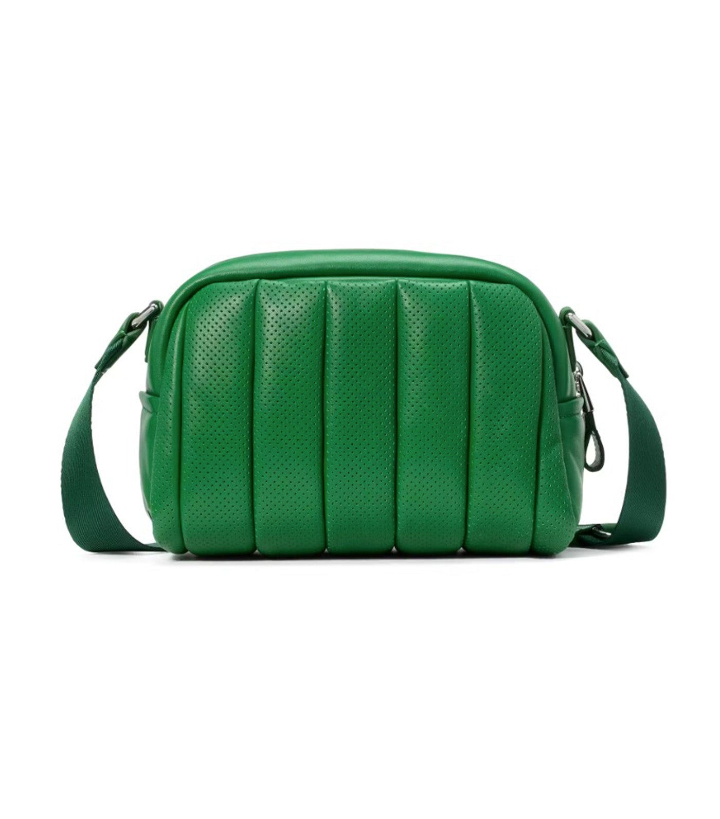 Puffed Perforated Leather Crossbody Watercress