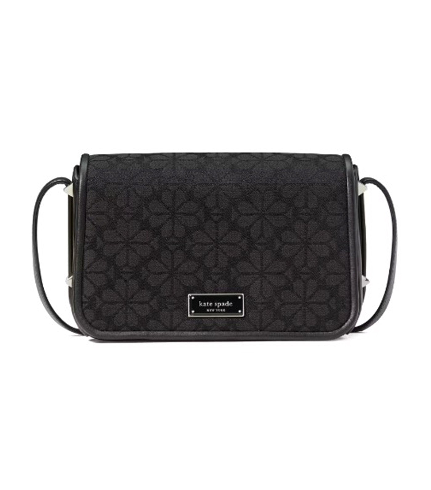 Spade Flower Jacquard Small Flap Crossbody Black Multi